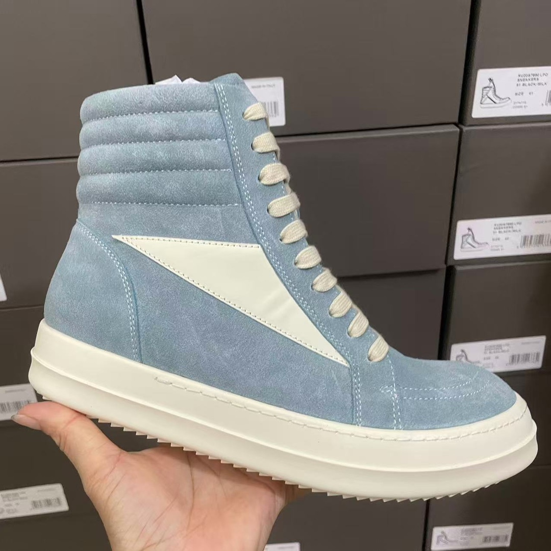 Rick Owens Blue Porterville High Vintage Sneakers - DesignerGu