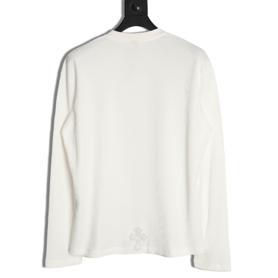 Chrome Hearts White Thermal Leather Cross Patch Long Sleeve Tee - DesignerGu