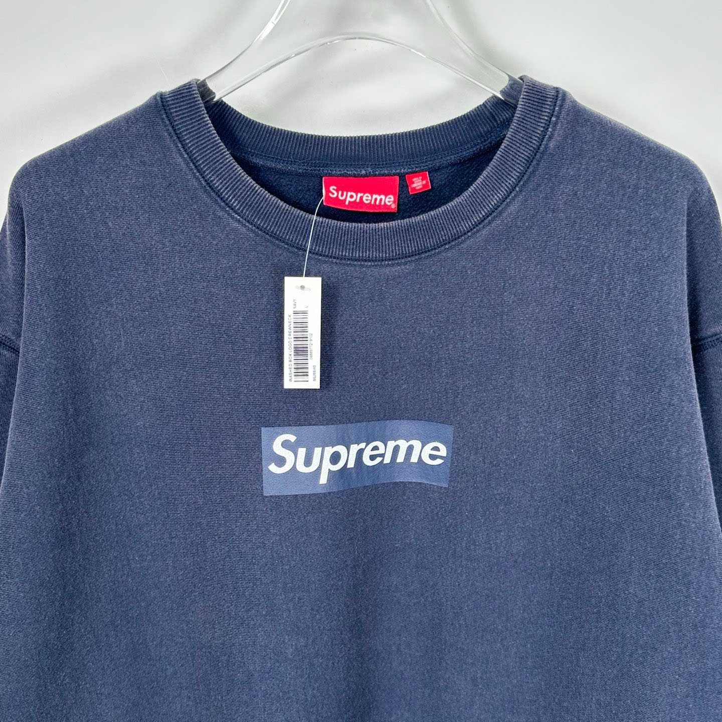 Supreme 25SS Wash Box Logo Crewneck 'Blue' - DesignerGu