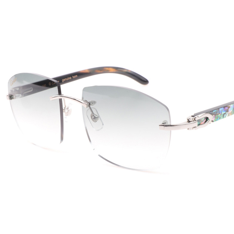 Cartier CT 4189706 Shell Mix Black Buffalo Sunglasses In Silver Gradient Grey - DesignerGu