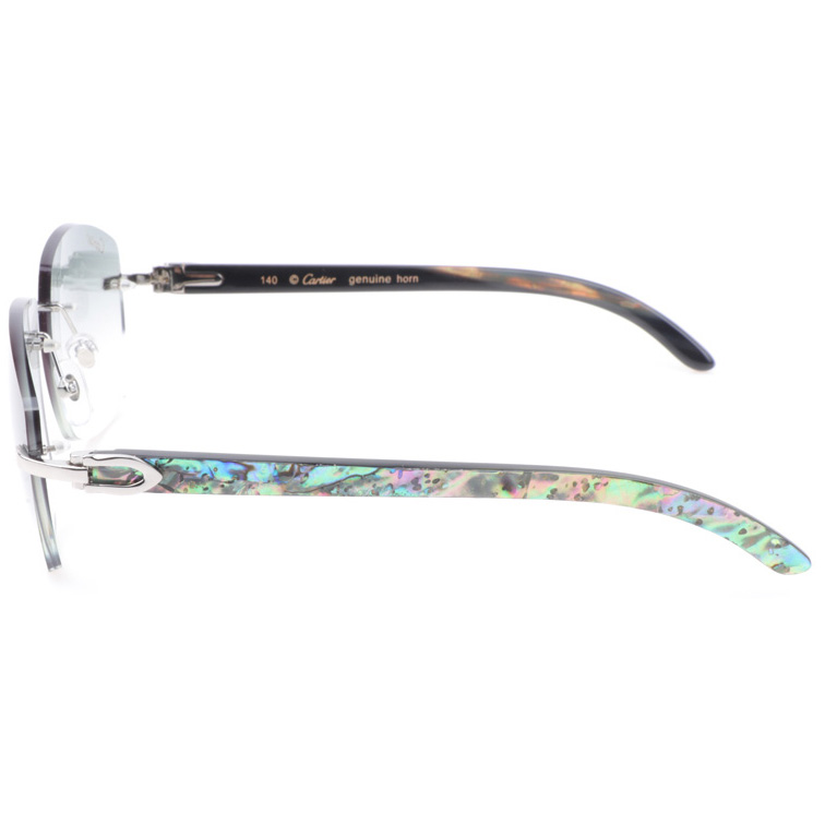 Cartier CT 4189706 Shell Mix Black Buffalo Sunglasses In Silver Gradient Grey - DesignerGu