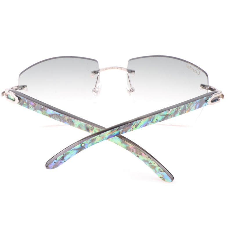 Cartier CT 4189706 Shell Mix Black Buffalo Sunglasses In Silver Gradient Grey - DesignerGu
