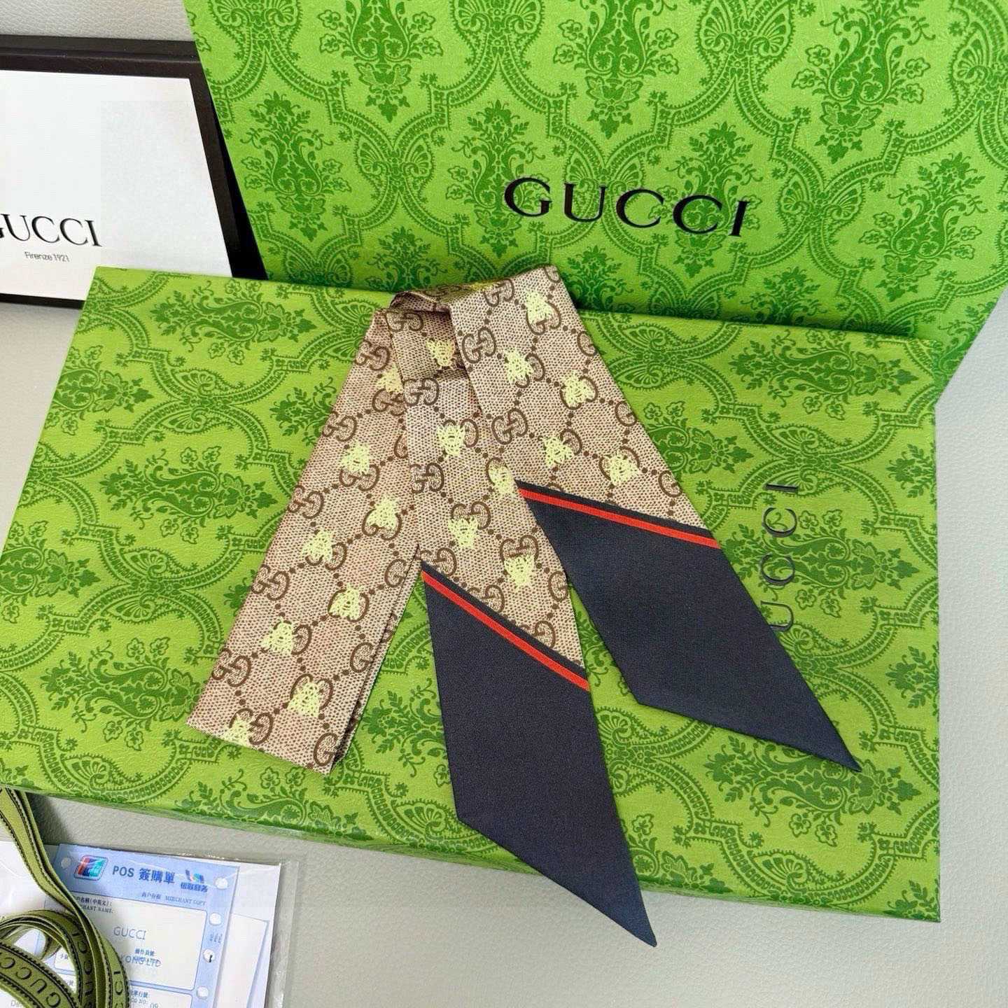 Gucci GG Jacquard Silk Scarf 6x90cm - DesignerGu