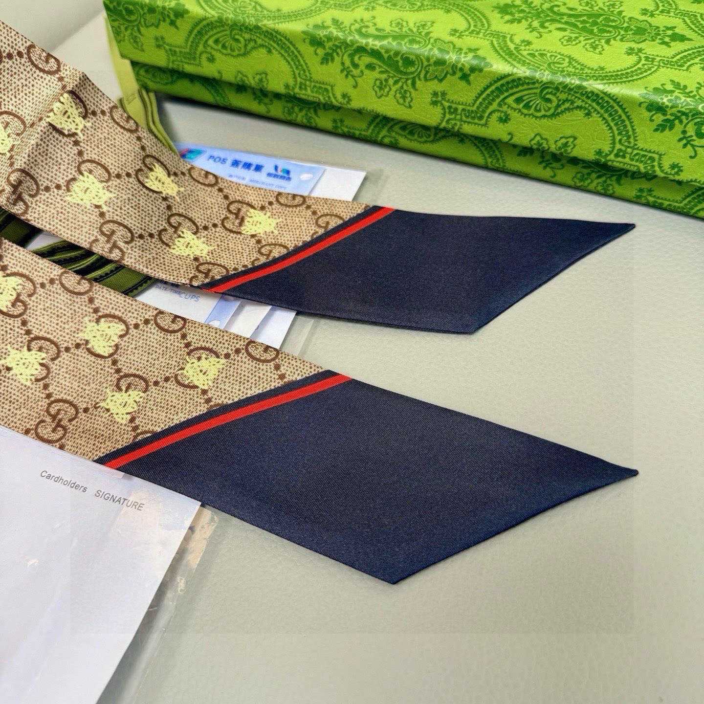 Gucci GG Jacquard Silk Scarf 6x90cm - DesignerGu