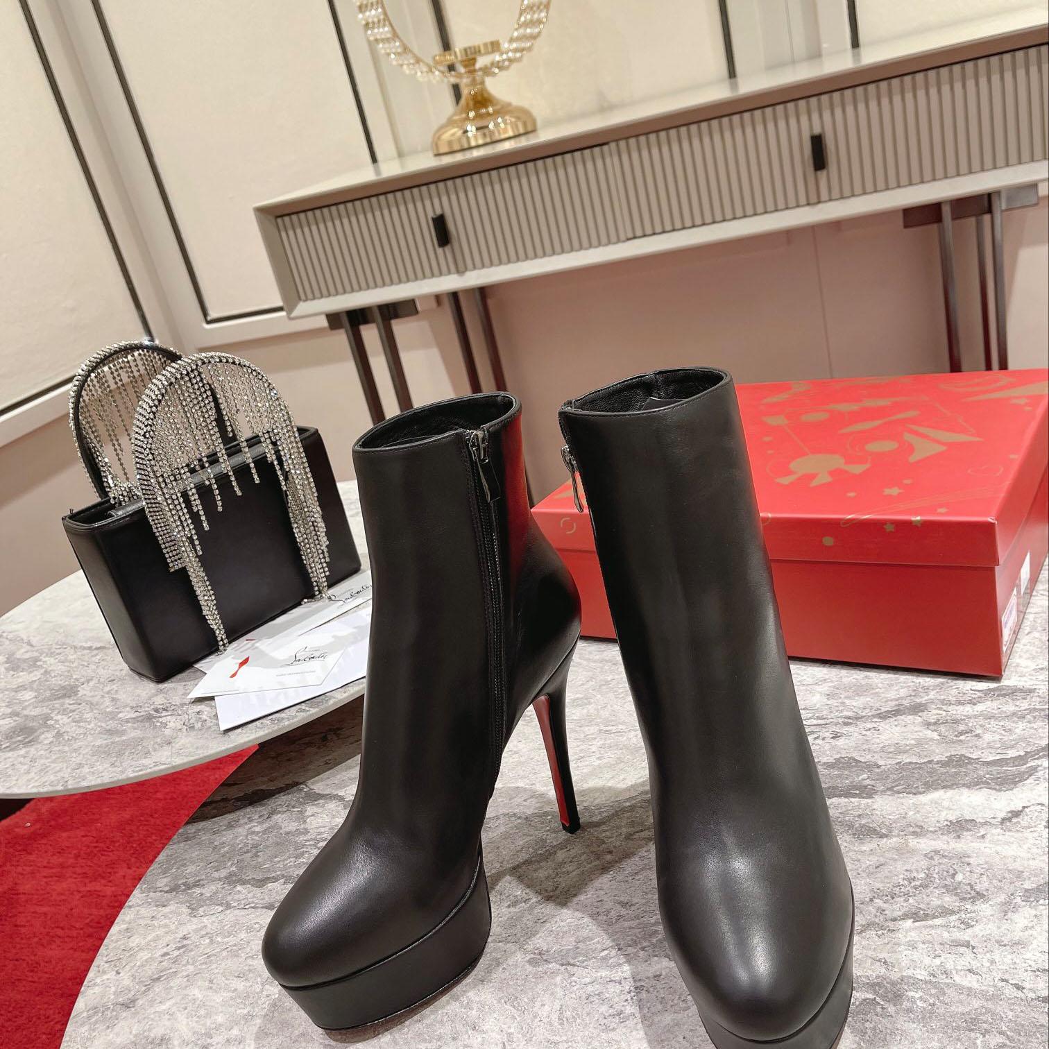 Christian Louboutin Black Bianca Leather Boots - DesignerGu