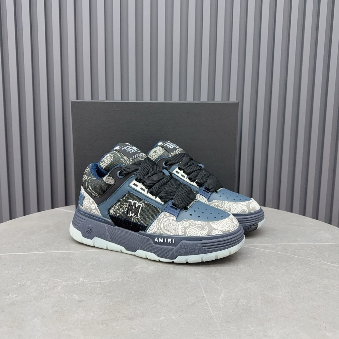 Amir Blue Bandana Jacquard MA-1 Sneakers - DesignerGu