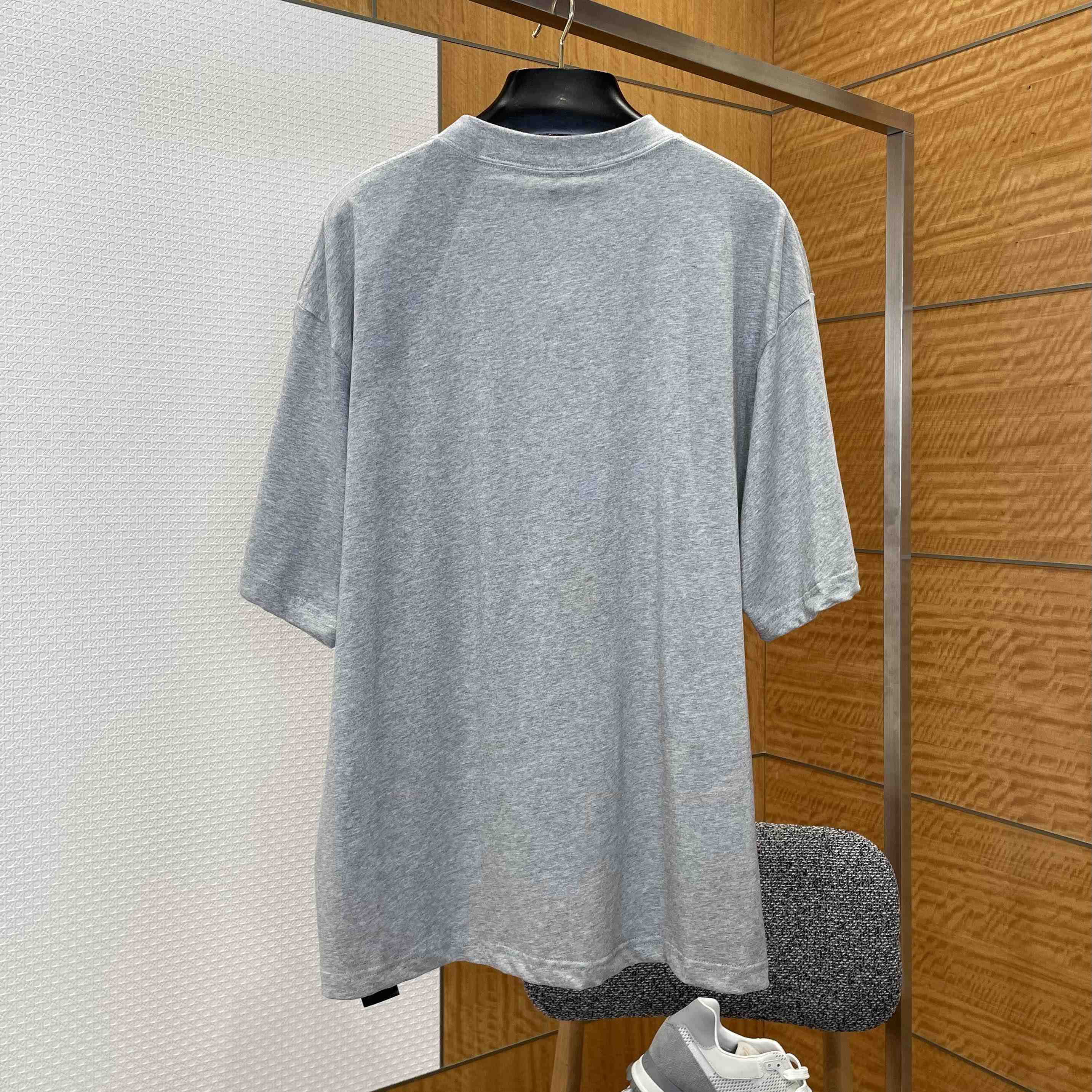Balenciaga Cursive T-Shirt Medium Fit in Light Heather Grey - DesignerGu