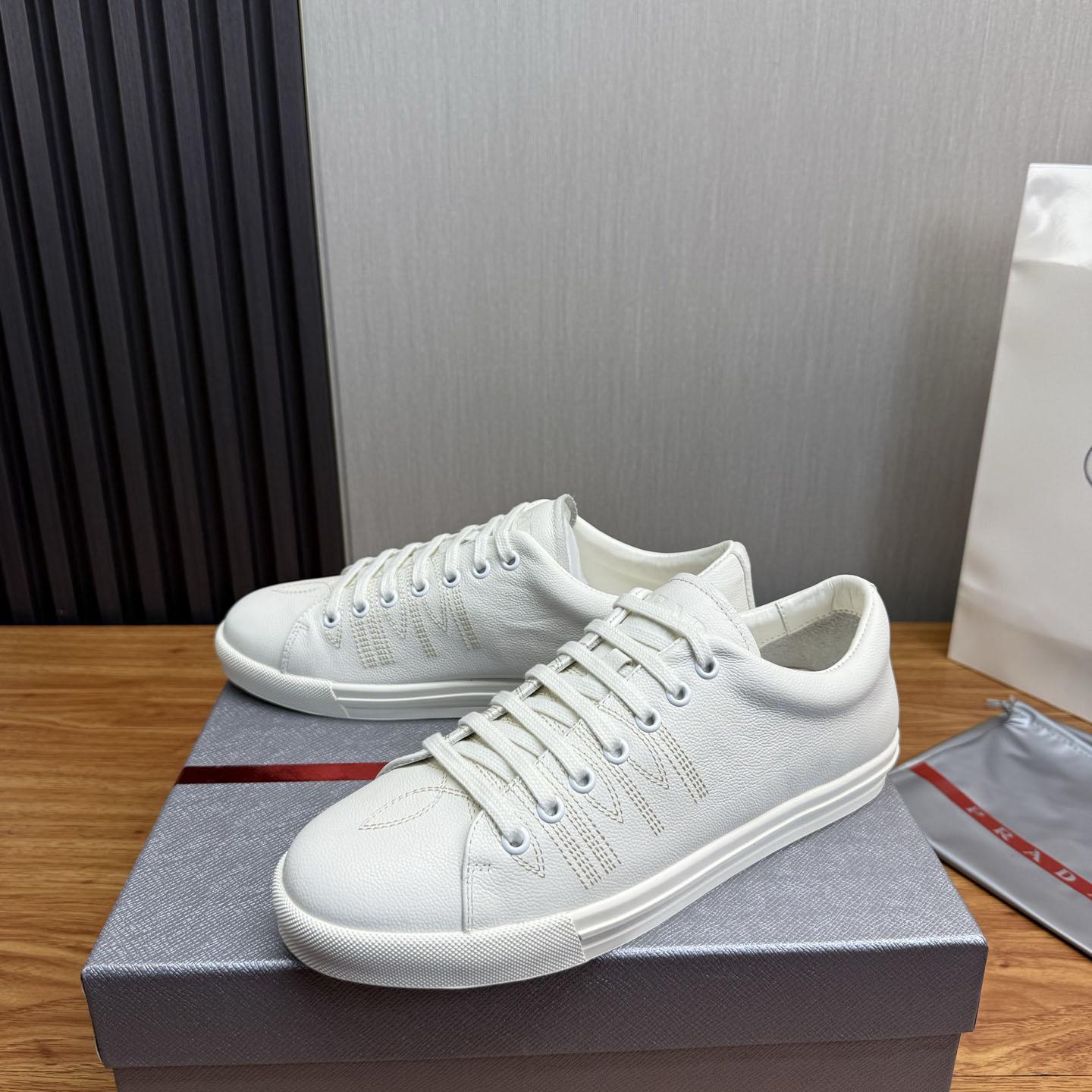 Prada Distressed Leather Sneakers - DesignerGu