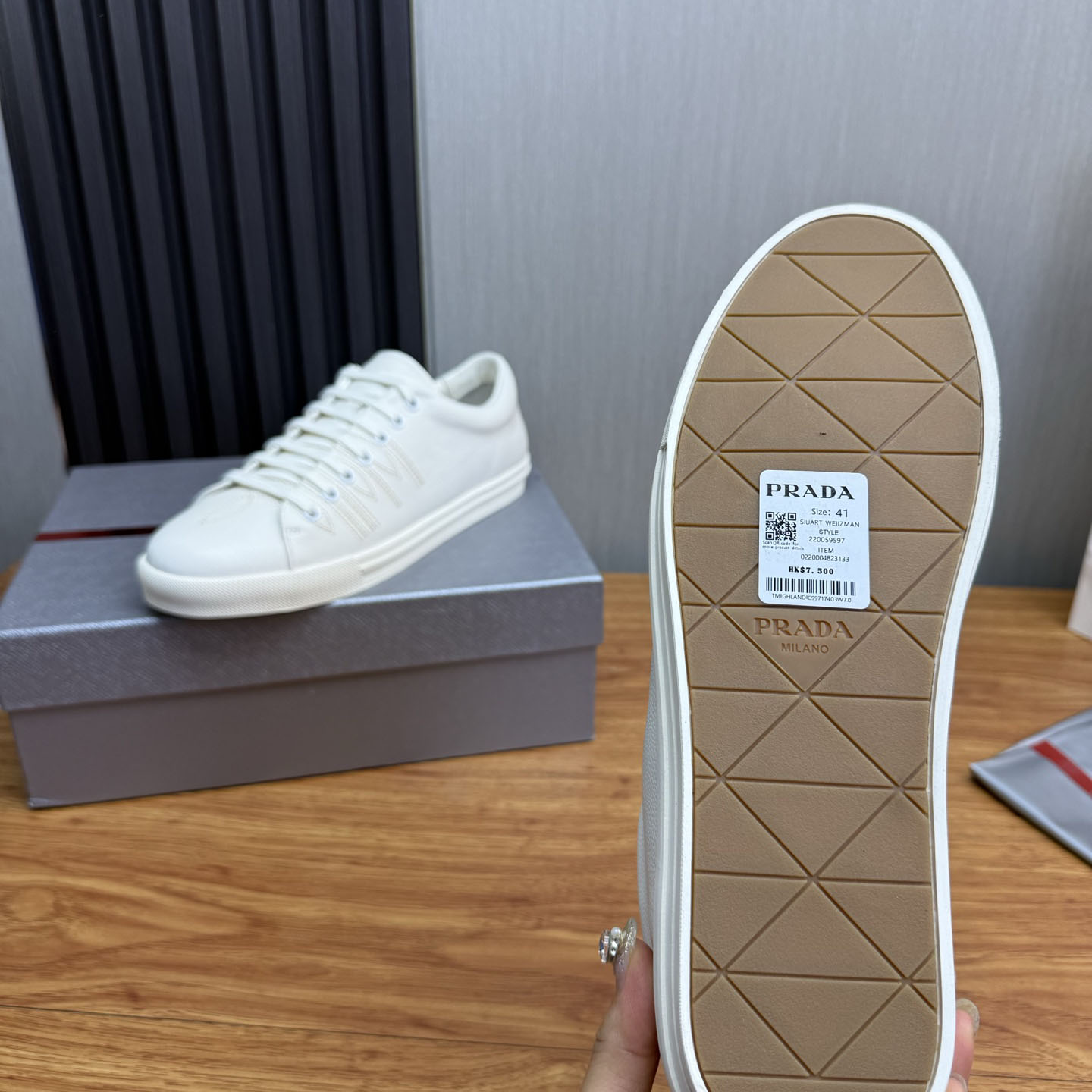 Prada Distressed Leather Sneakers - DesignerGu