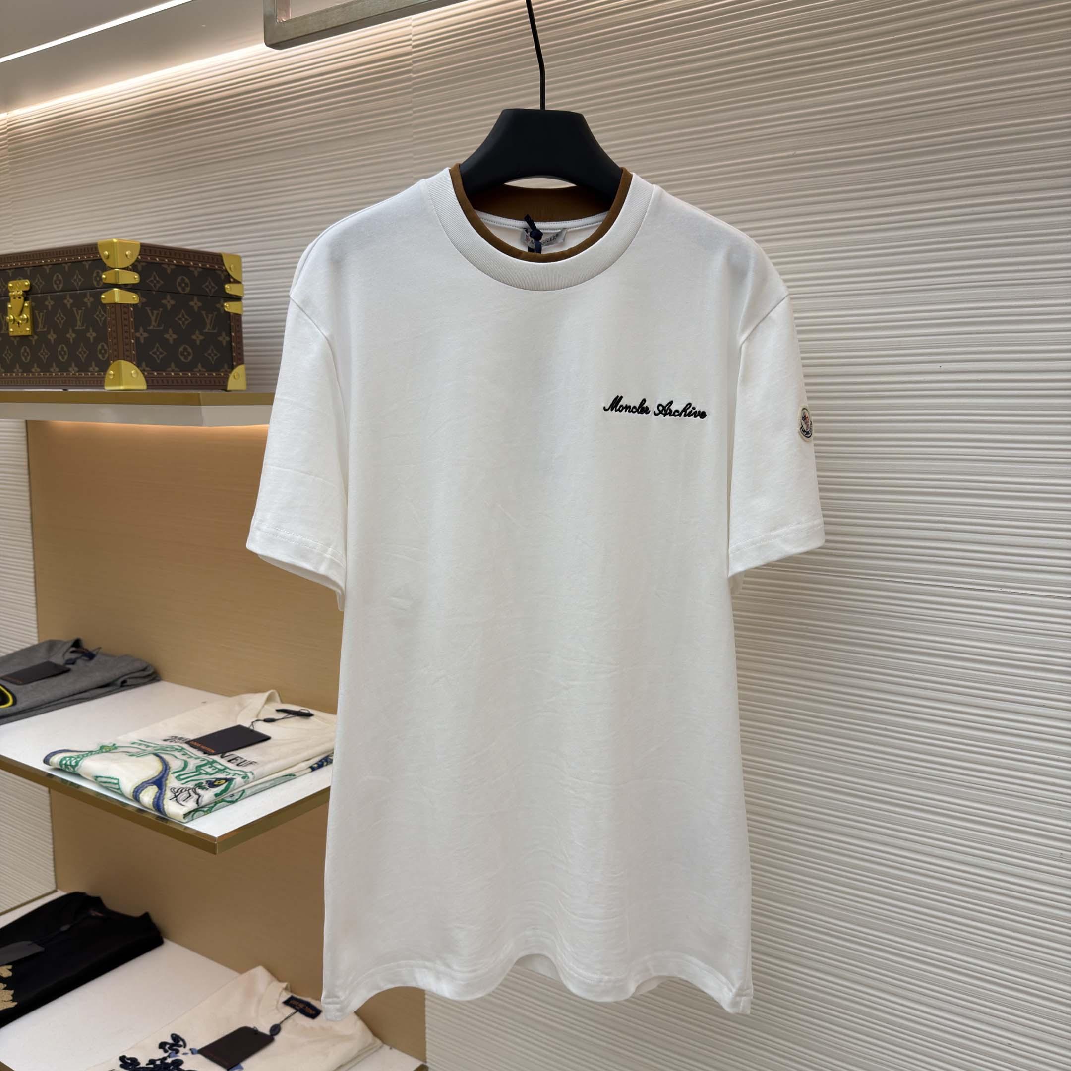 Moncler Embroidered Logo Cotton T-Shirt   - DesignerGu