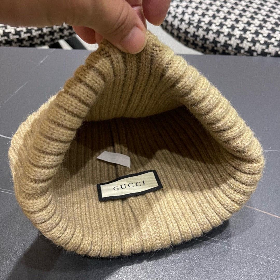 Gucci  Wool Cashmere Hat With Double G - DesignerGu