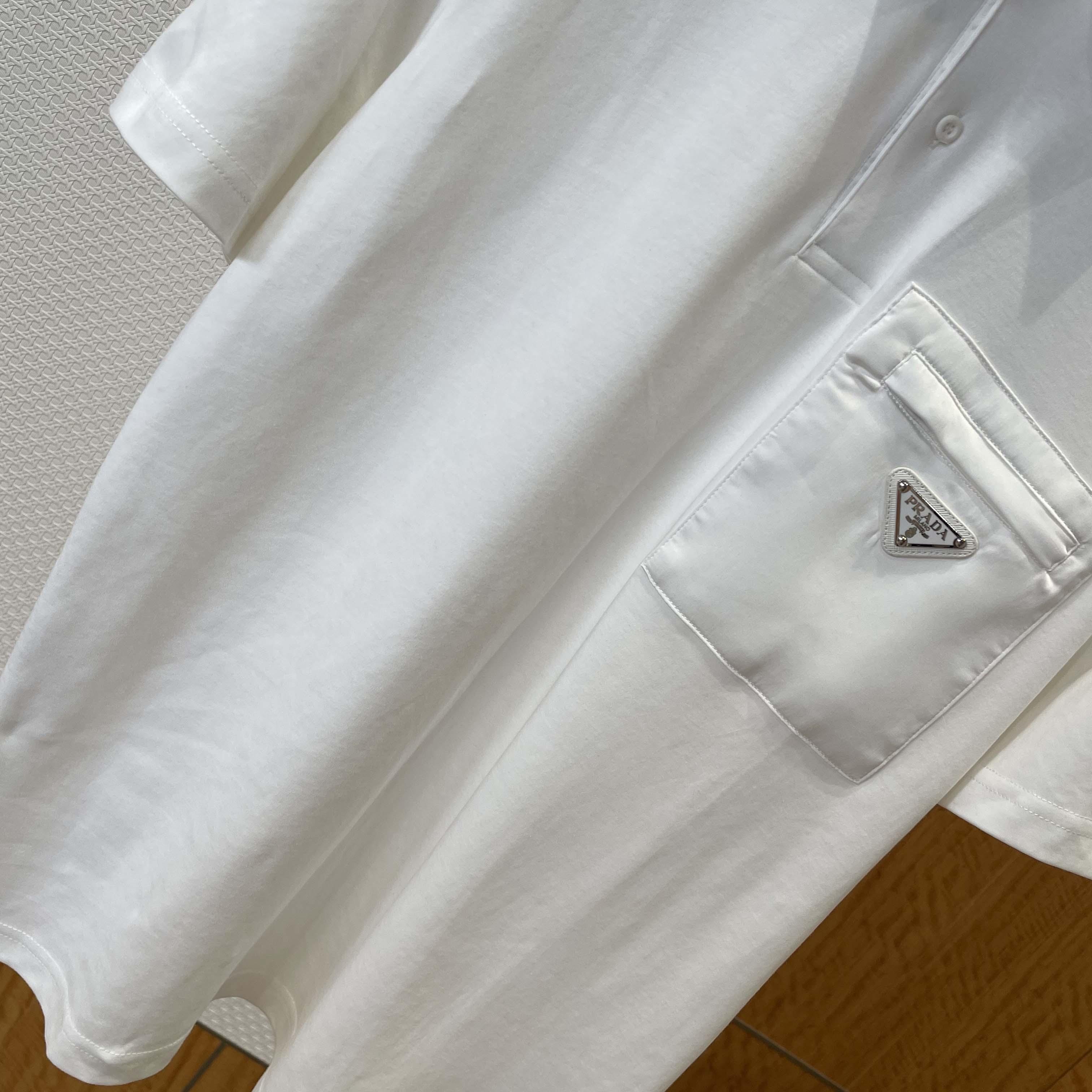 Prada Stretch Cotton Polo Shirt With Re-Nylon Details - DesignerGu