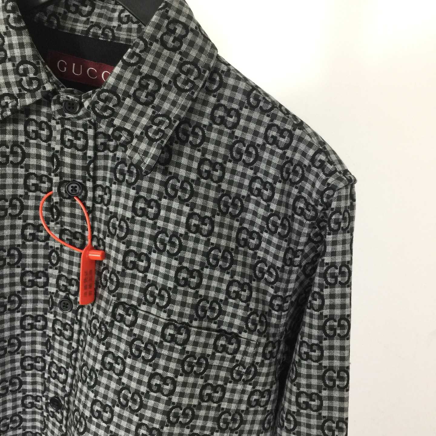 Gucci GG Gingham Cotton Wool Jacquard Shirt - DesignerGu