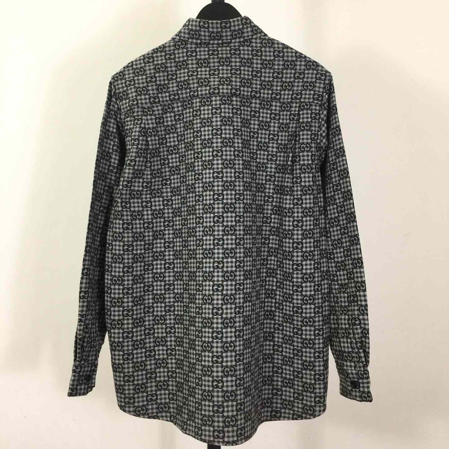 Gucci GG Gingham Cotton Wool Jacquard Shirt - DesignerGu