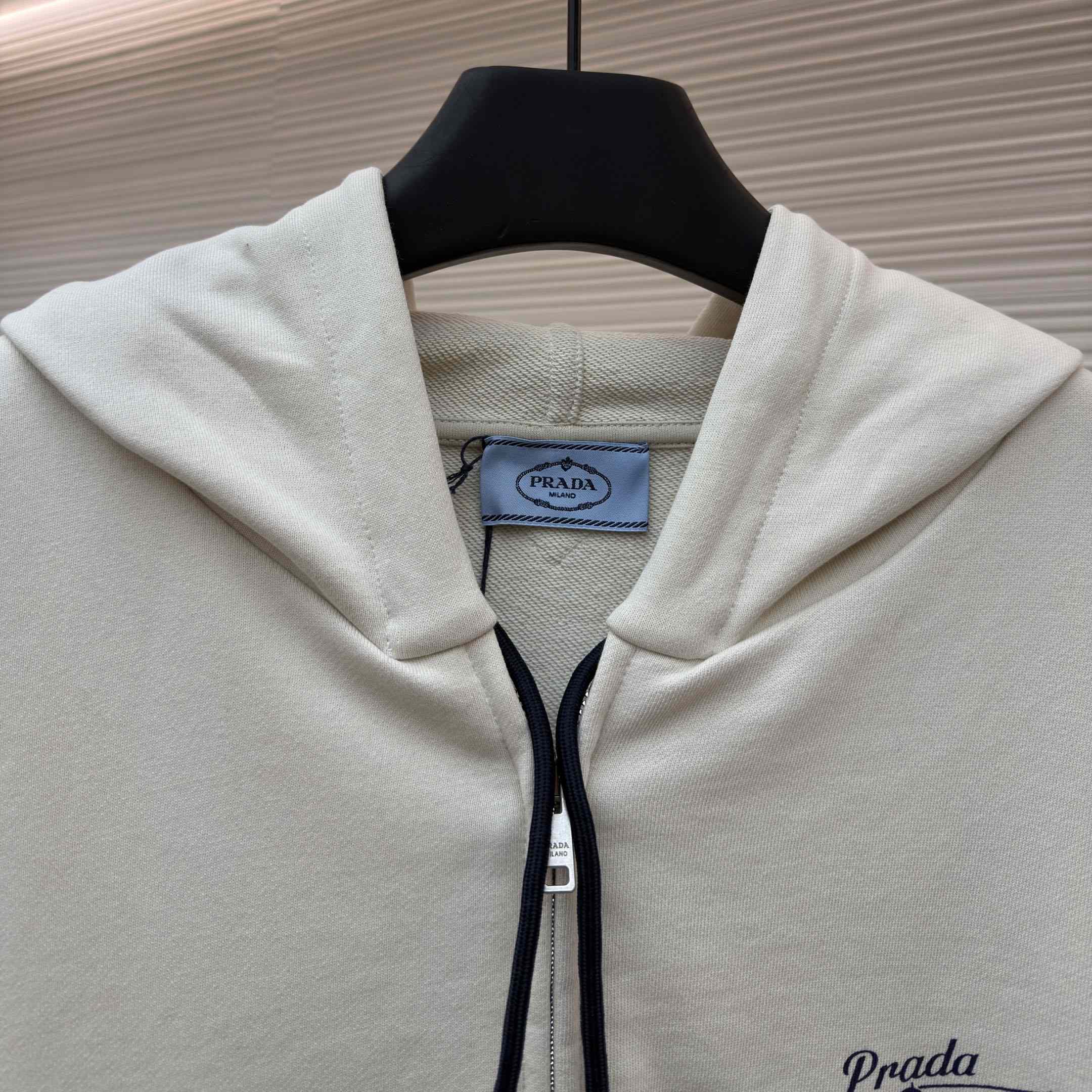 Prada   Cotton Fleece Zipper Hoodie - DesignerGu