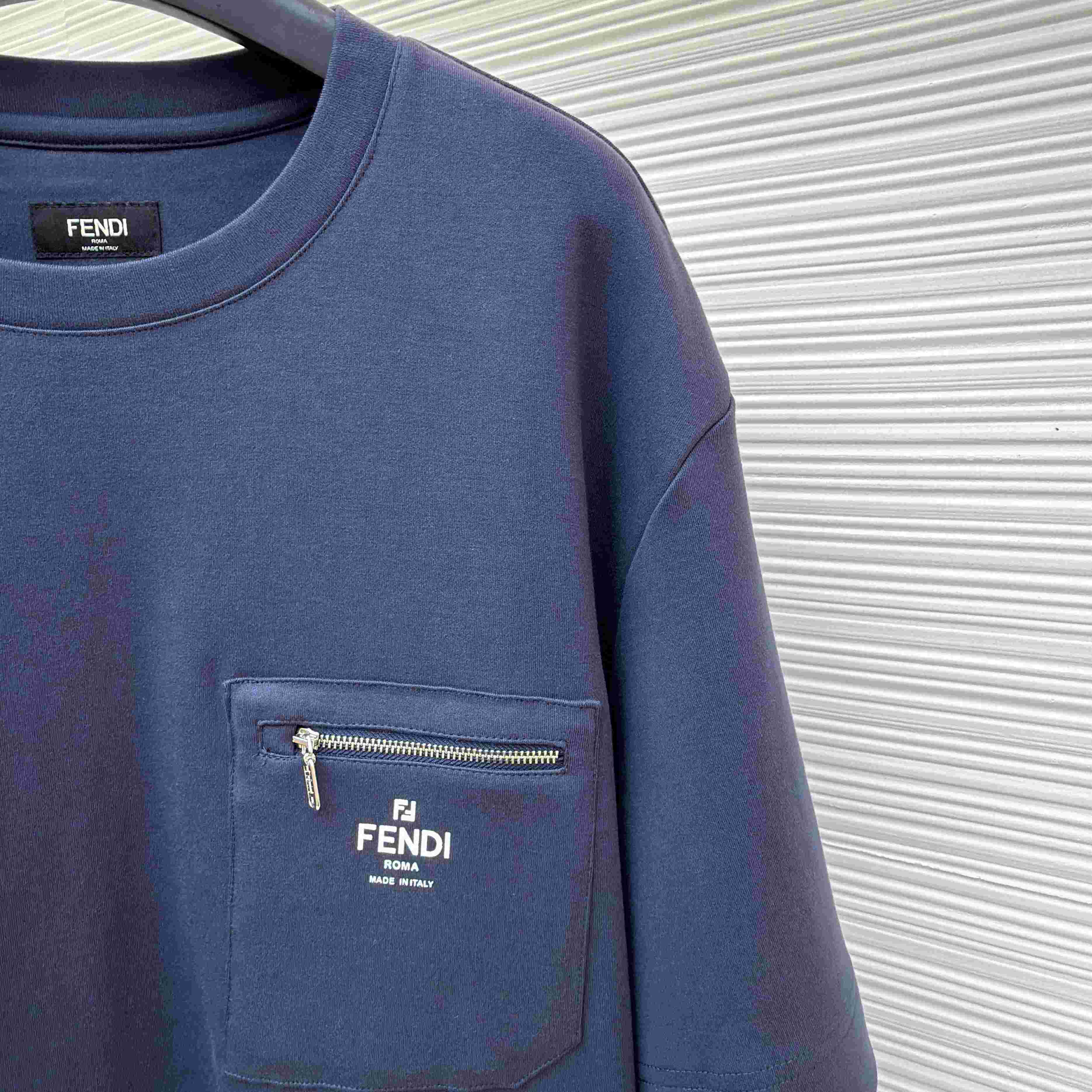 Fendi Navy Blue Cotton T-shirt - DesignerGu
