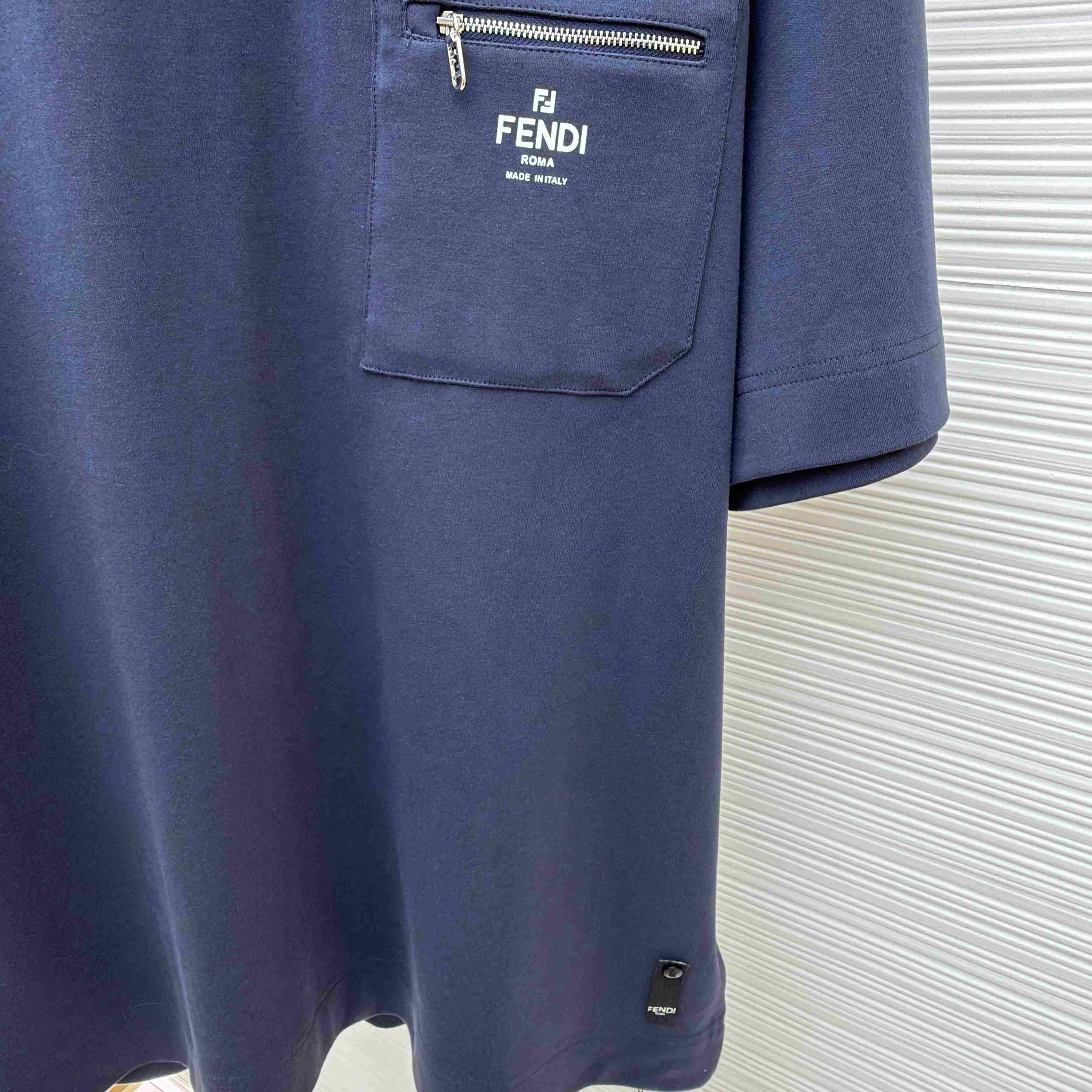 Fendi Navy Blue Cotton T-shirt - DesignerGu