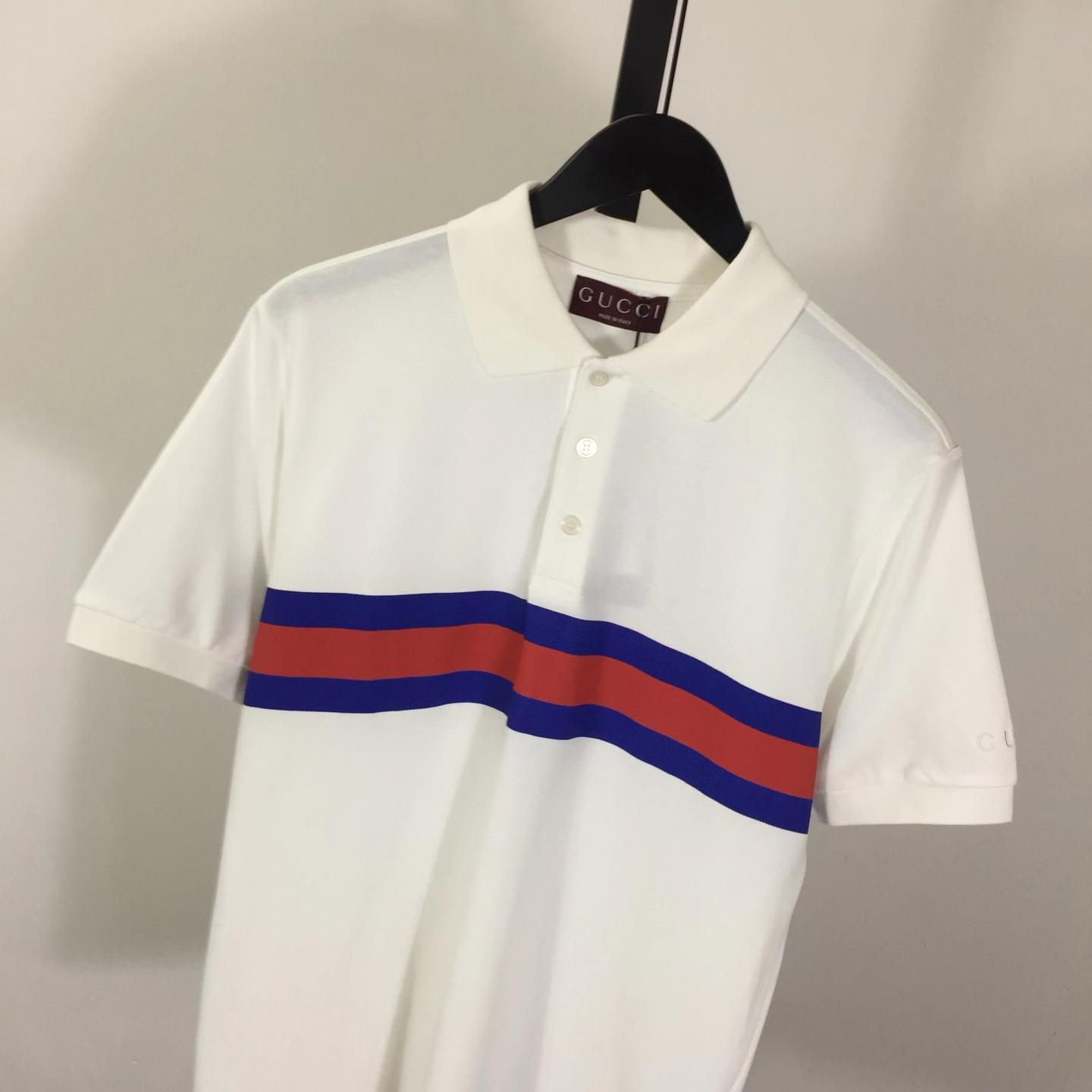 Gucci Cotton Piquet Polo Shirt With Web  - DesignerGu