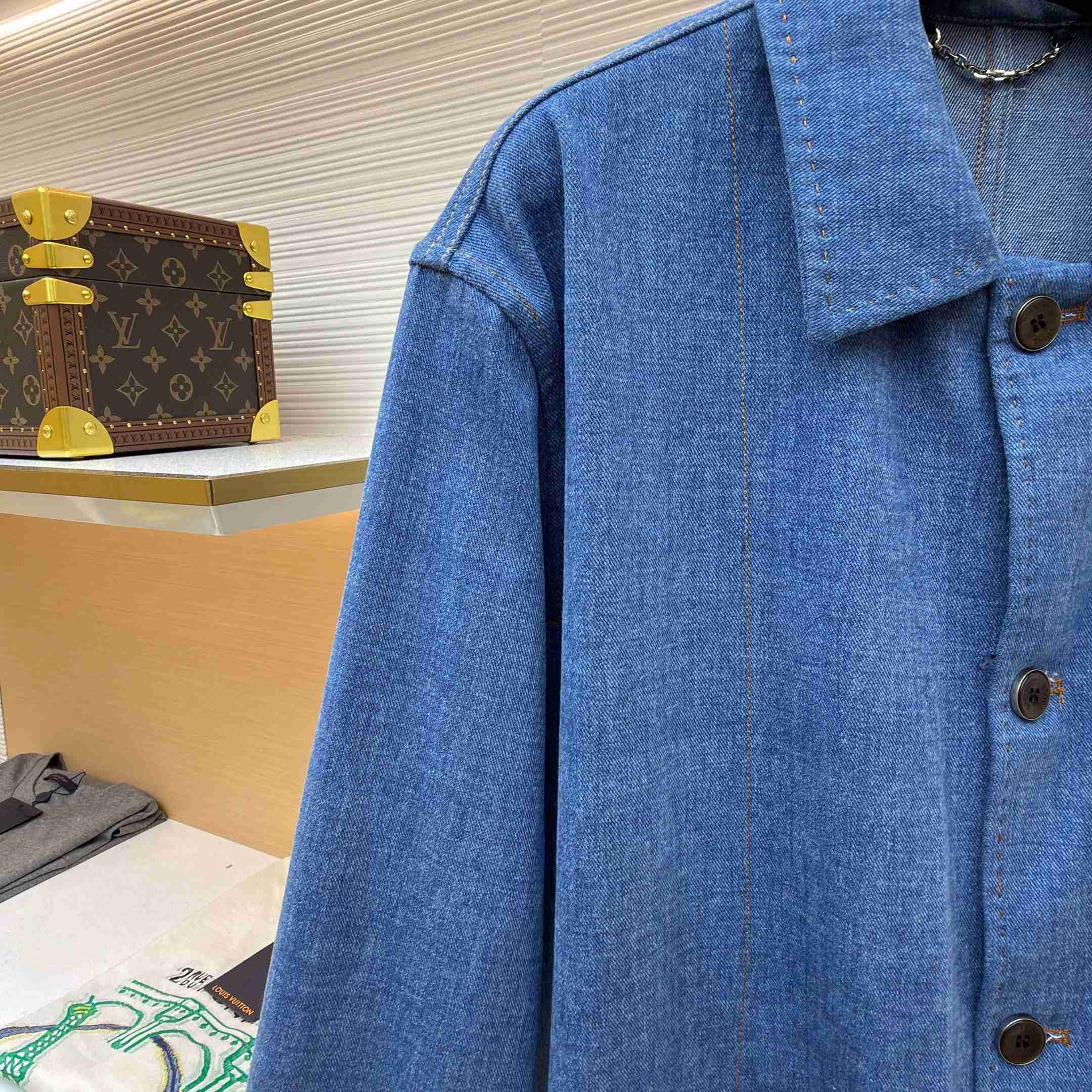Louis Vuitton Silk-Blend Denim Workwear Jacket - DesignerGu
