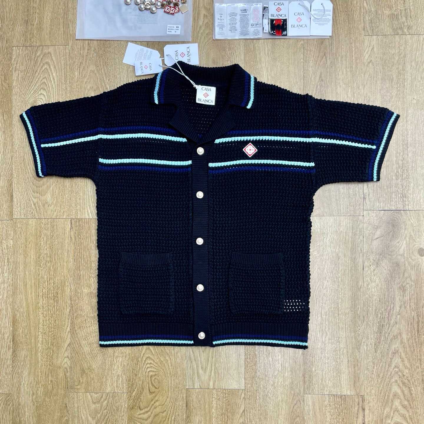 Casablanca Tennis Cotton Crochet Short Sleeve Shirt D0116 - DesignerGu