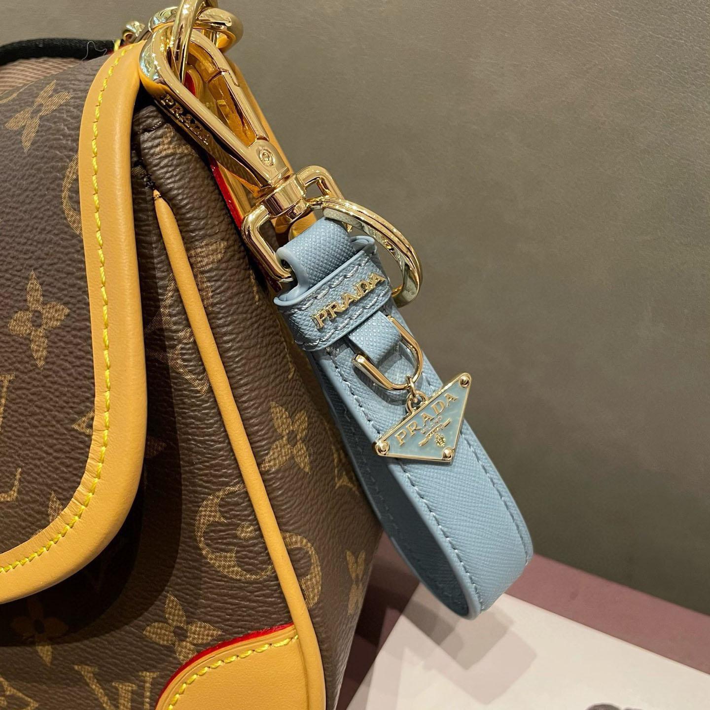 Prada Saffiano Leather Keychain - DesignerGu