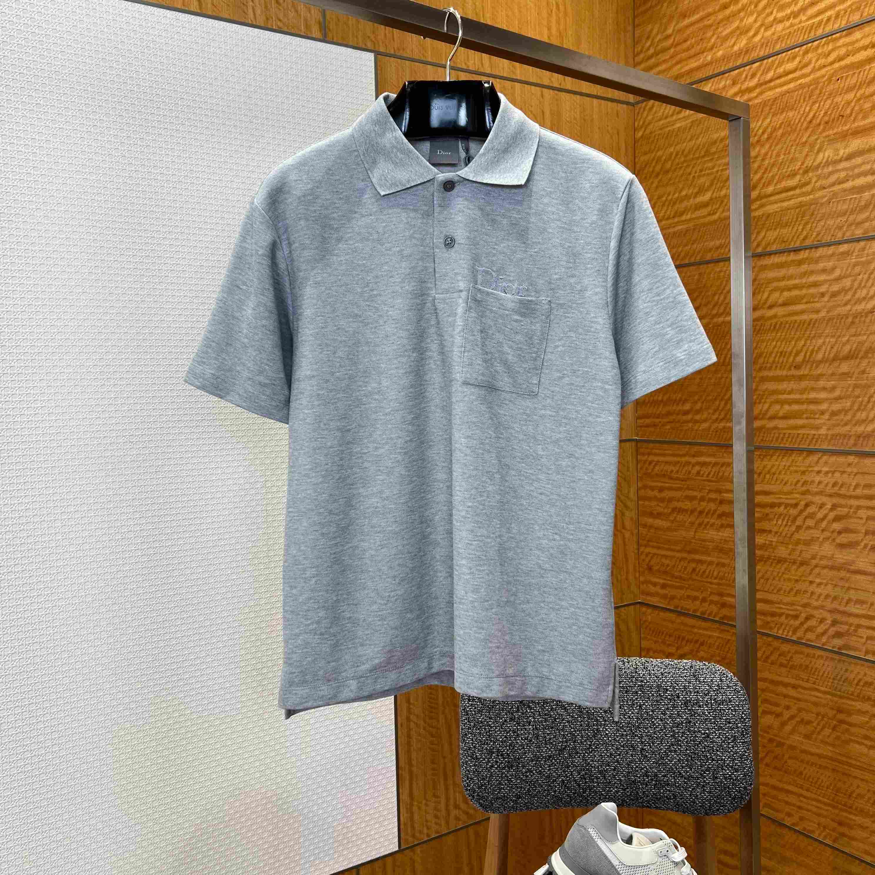 Dior Polo Shirt Gray Cotton Piqué - DesignerGu