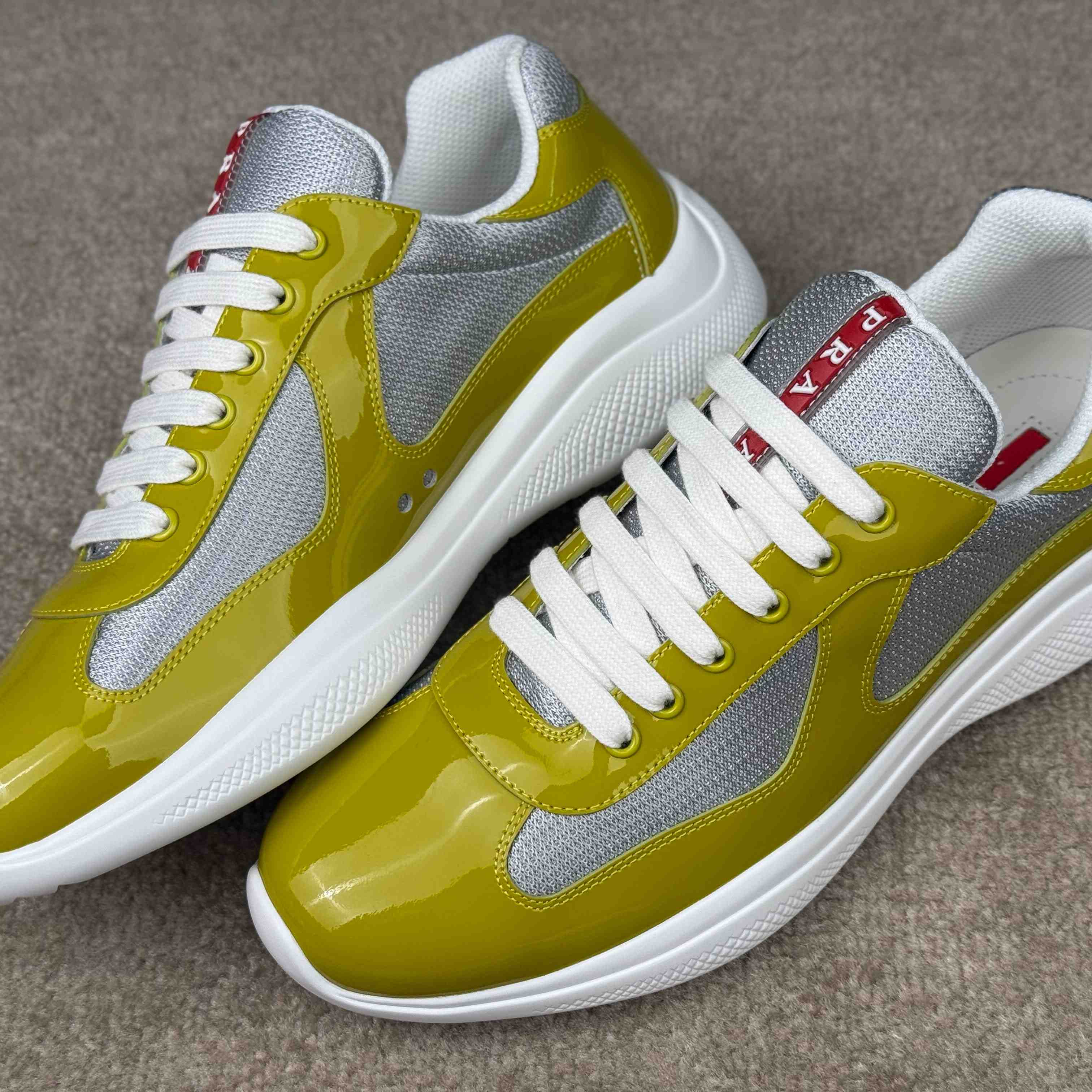 Patent Leather And Technical Fabric Prada America's Cup Sneakers - DesignerGu