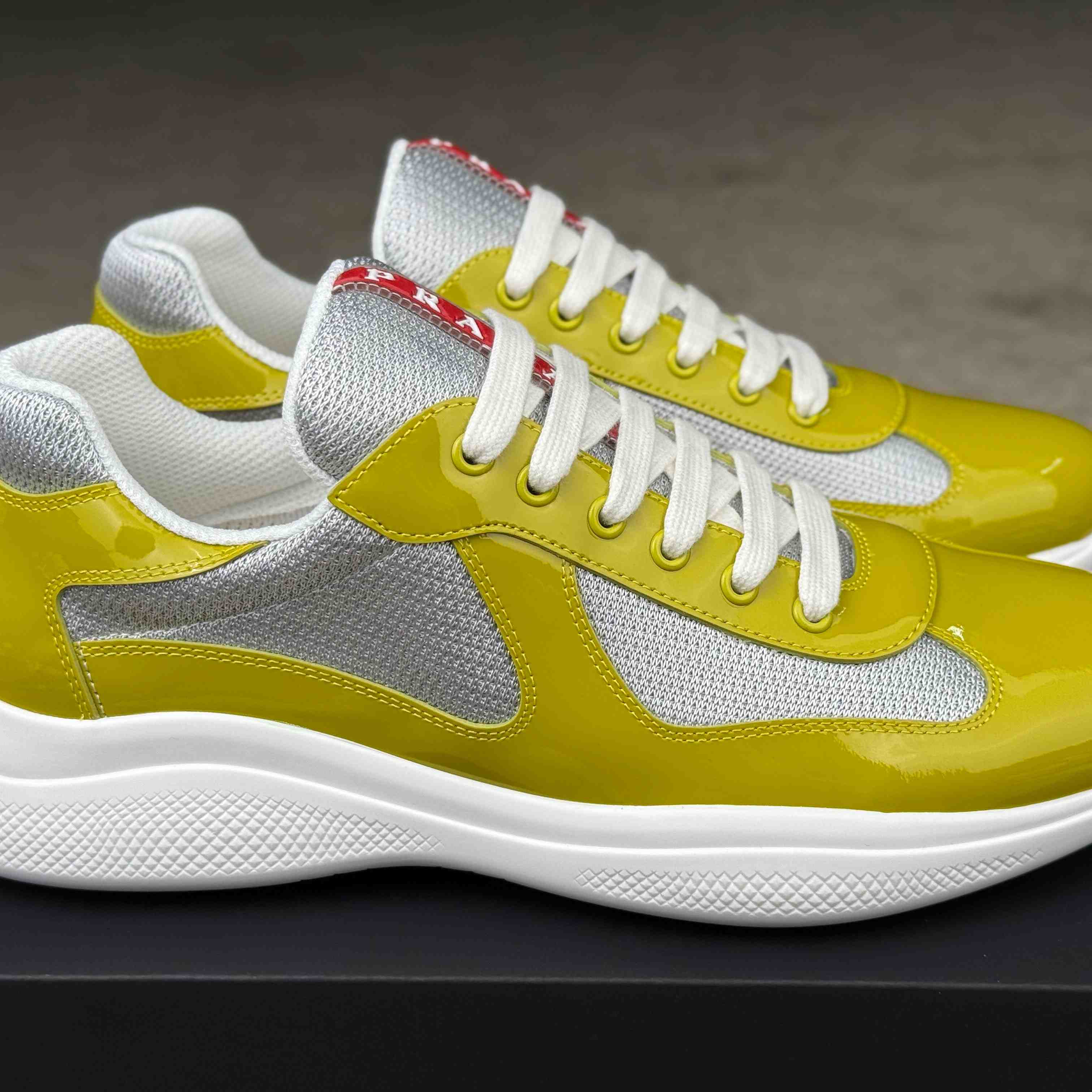Patent Leather And Technical Fabric Prada America's Cup Sneakers - DesignerGu