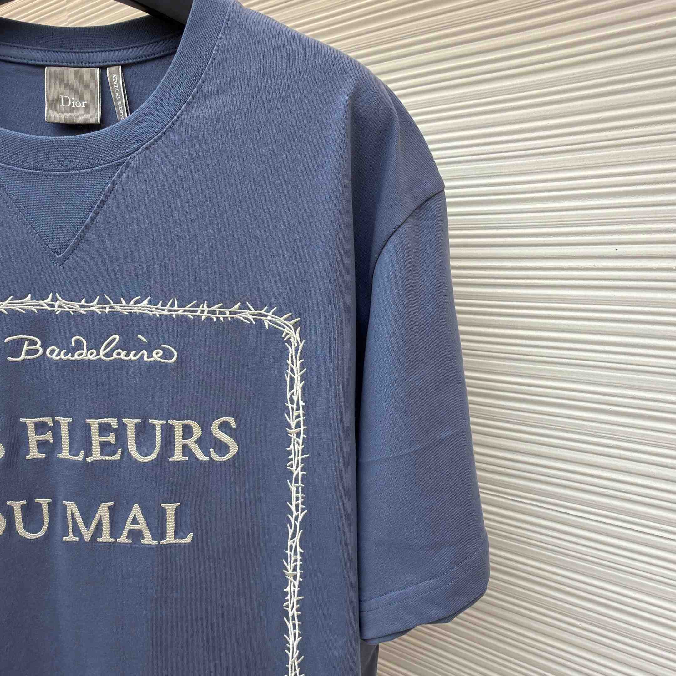 Dior T-Shirt With Book Cover Embroidery, Relaxed Fit - DesignerGu
