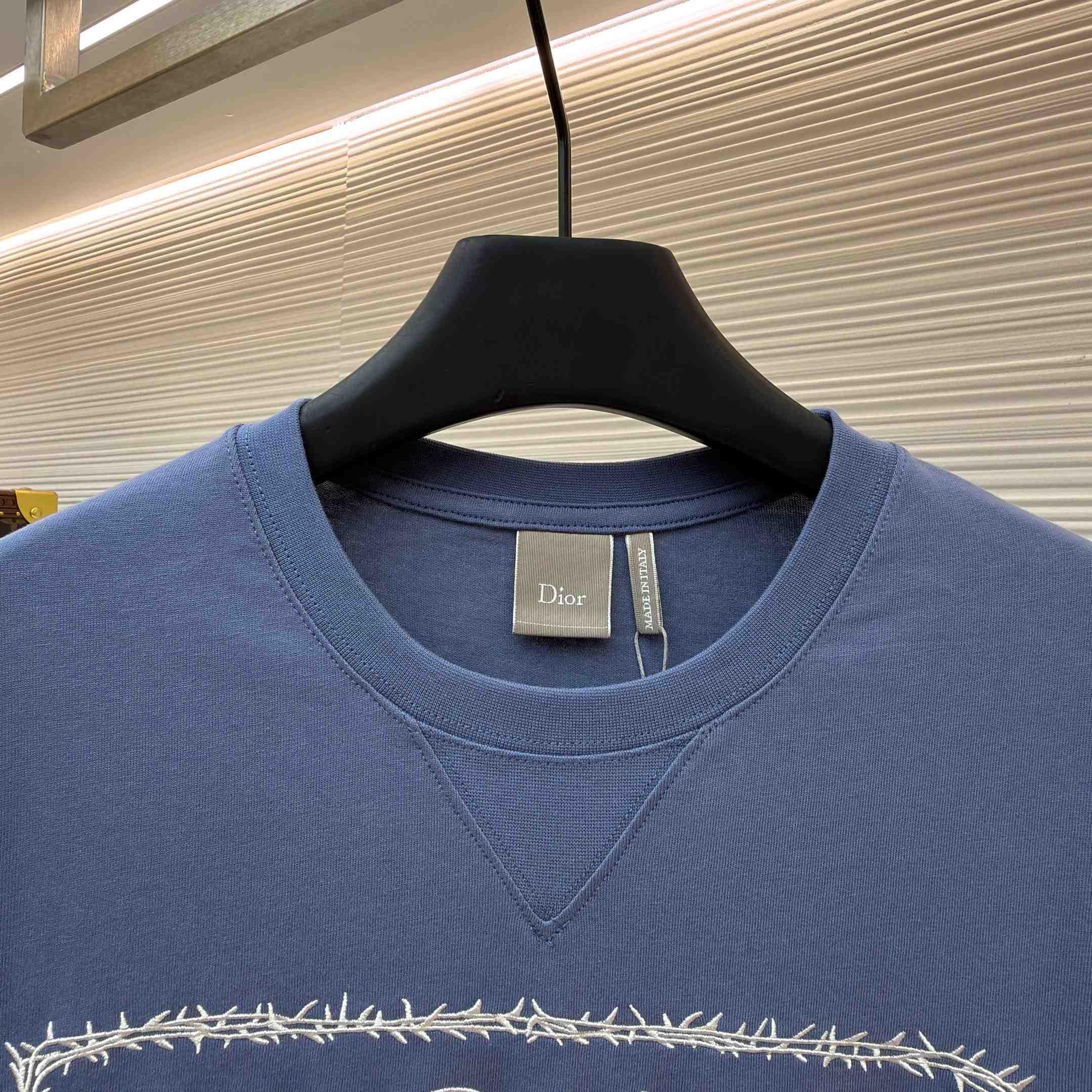 Dior T-Shirt With Book Cover Embroidery, Relaxed Fit - DesignerGu