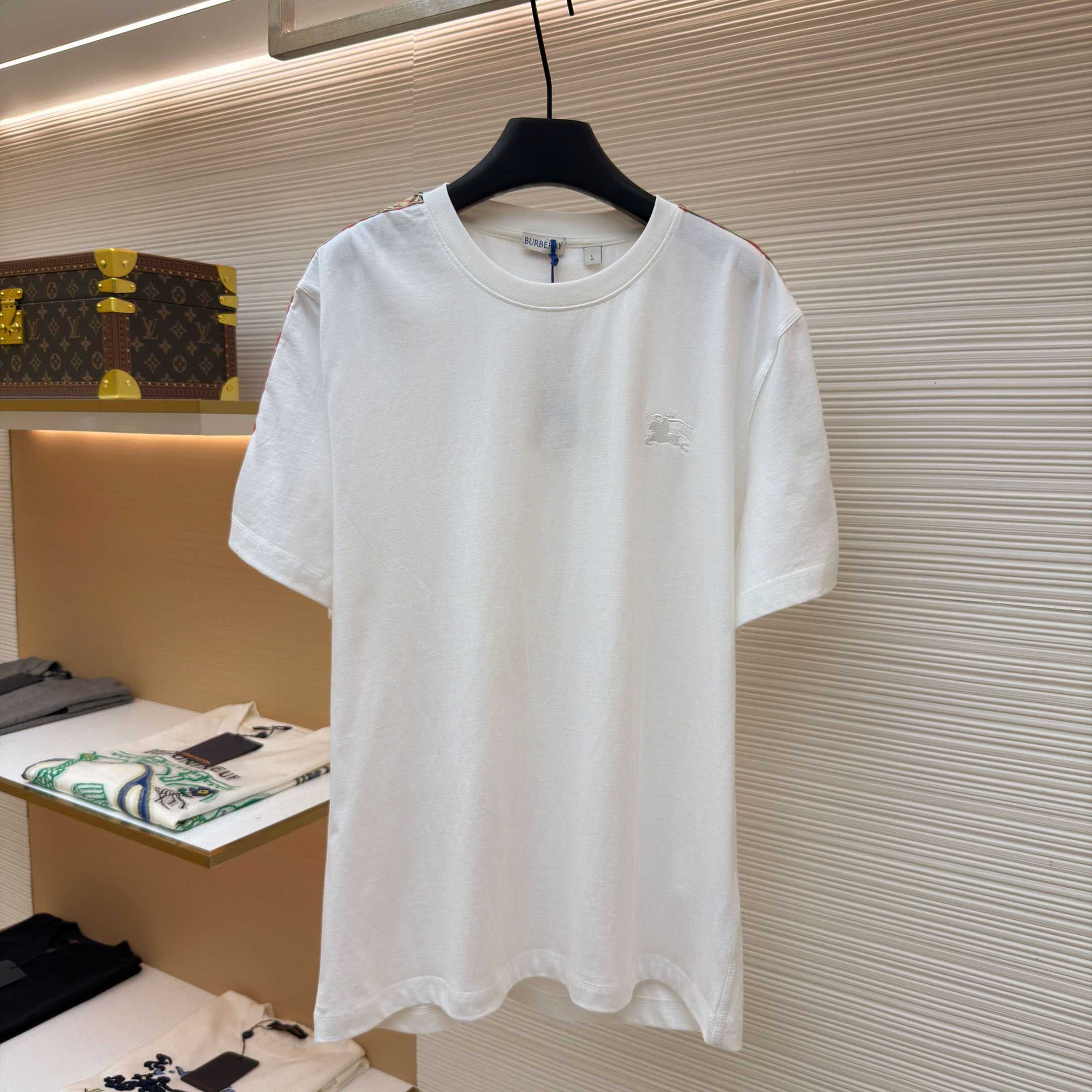 Burberry Check Trim Cotton T-shirt - DesignerGu