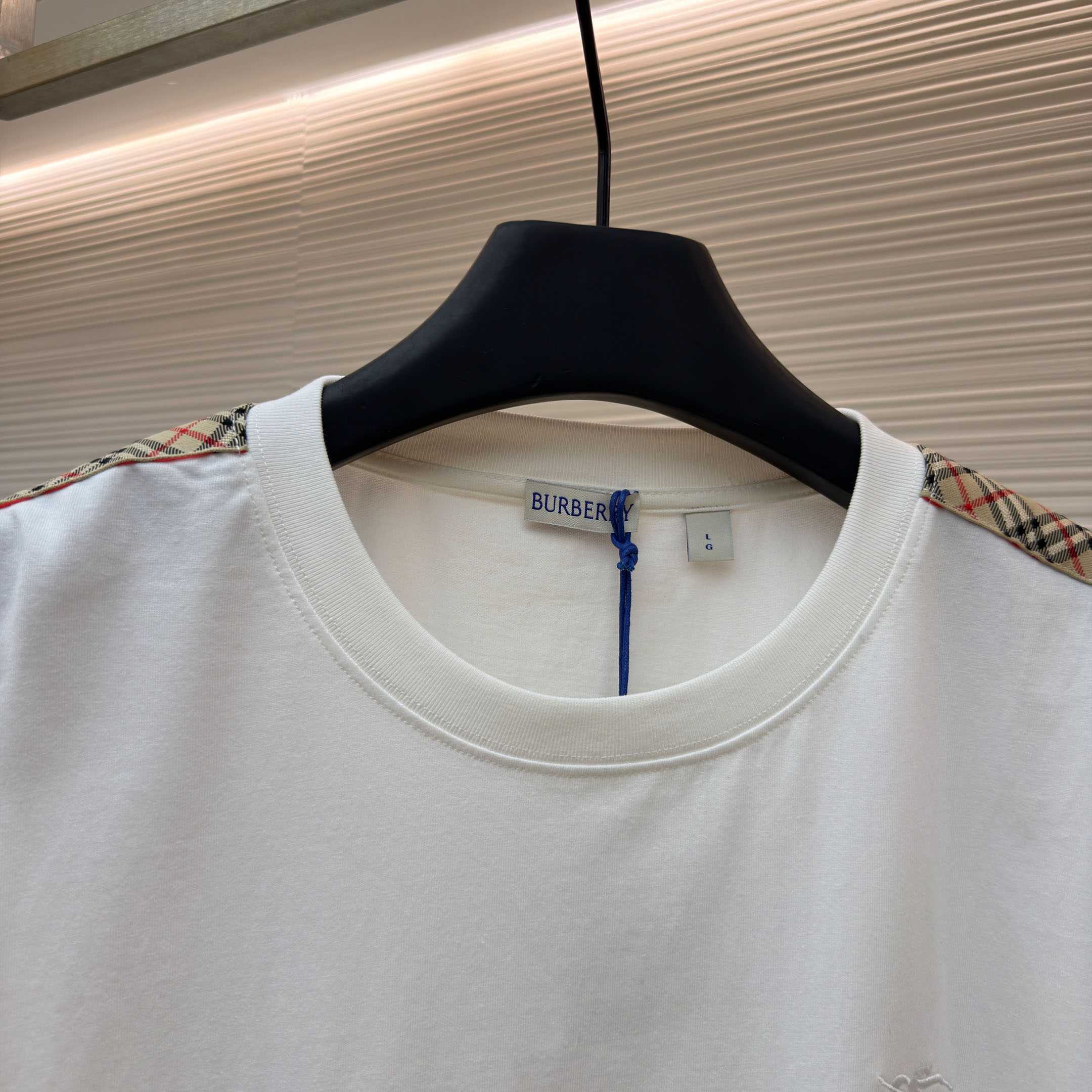 Burberry Check Trim Cotton T-shirt - DesignerGu