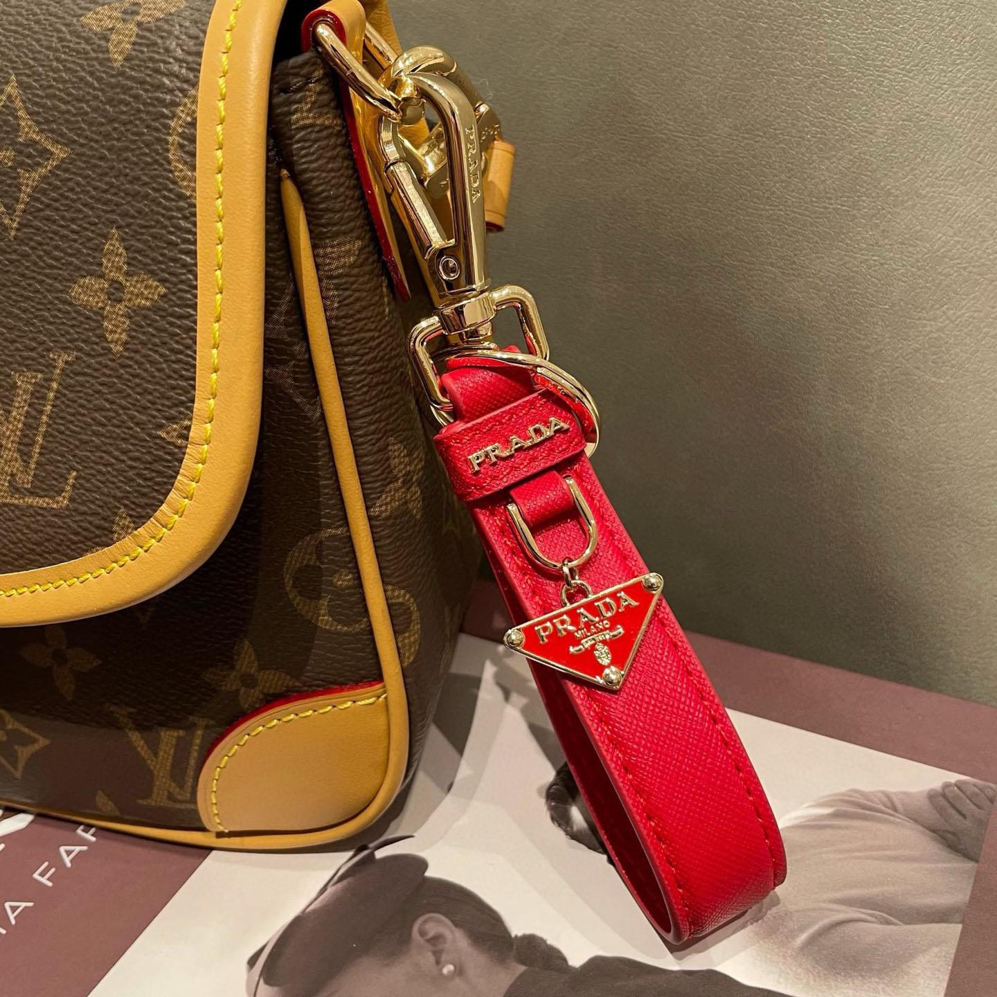 Prada Saffiano Leather Keychain - DesignerGu