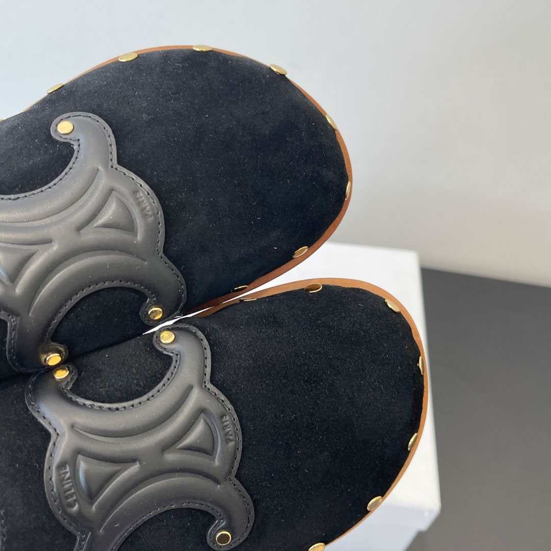 CELINE PITEA CLOG IN Suede Calfskin - DesignerGu