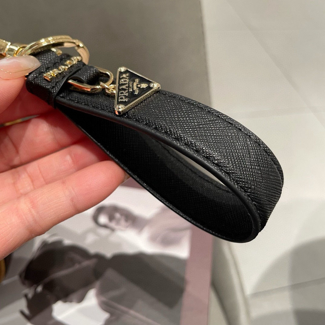 Prada Saffiano Leather Keychain - DesignerGu