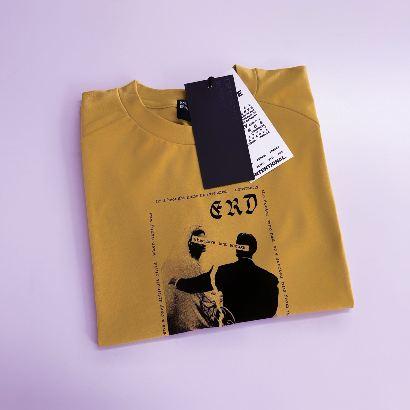 Enfants Riches Déprimés Love Isn’t Enough Mock Neck T-Shirt 'Chai Tea' - DesignerGu