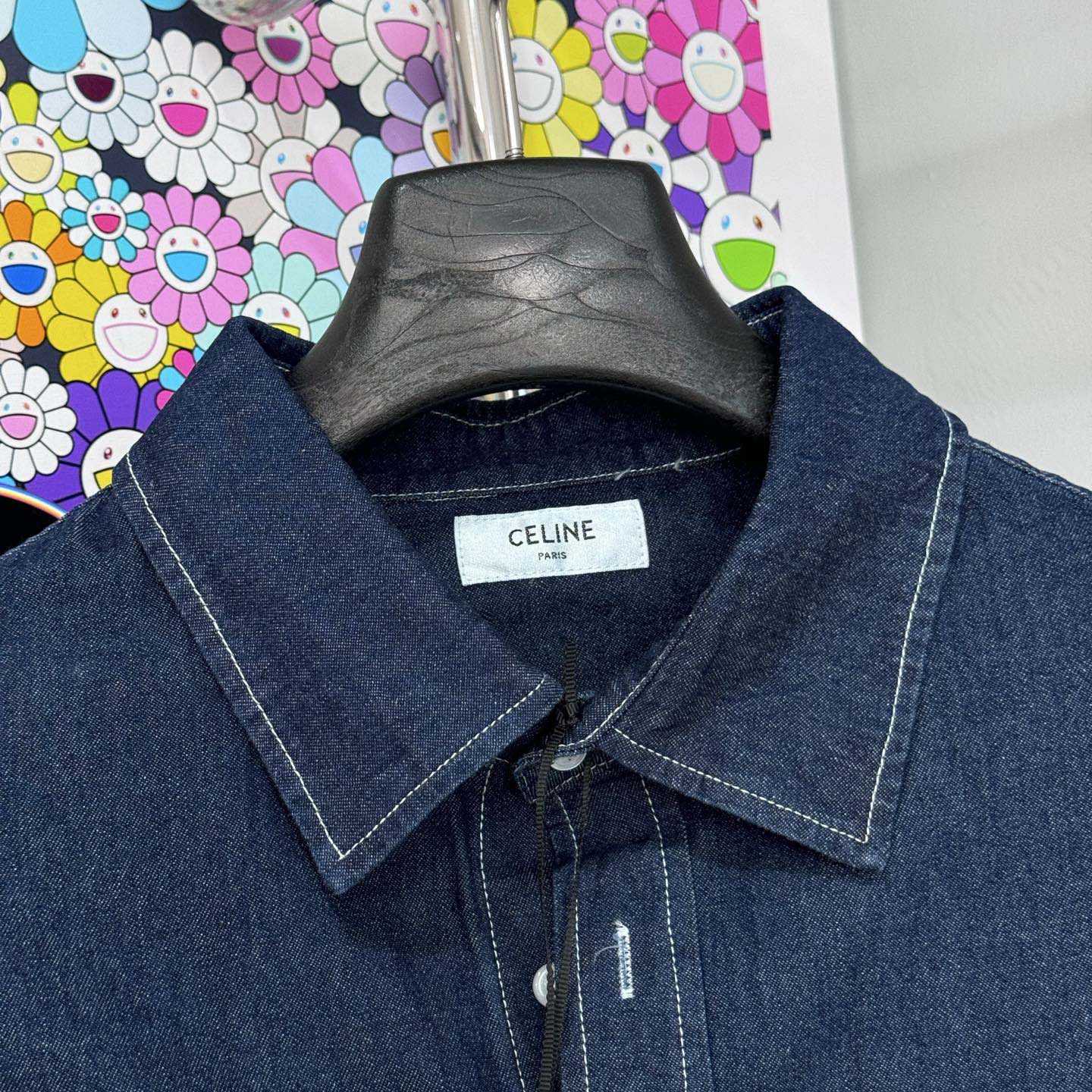Celine Overshirt In Cotton Denim - DesignerGu