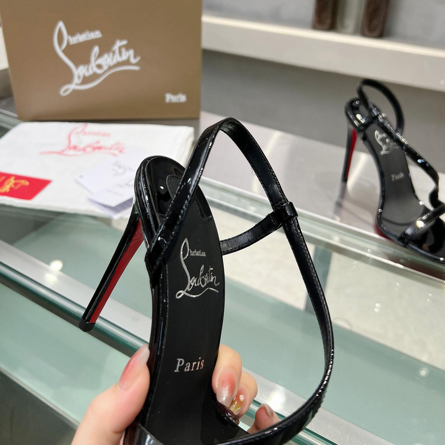 Christian Louboutin Rosa Z  100 mm Sandals  Patent Calf Leather - Black  - DesignerGu
