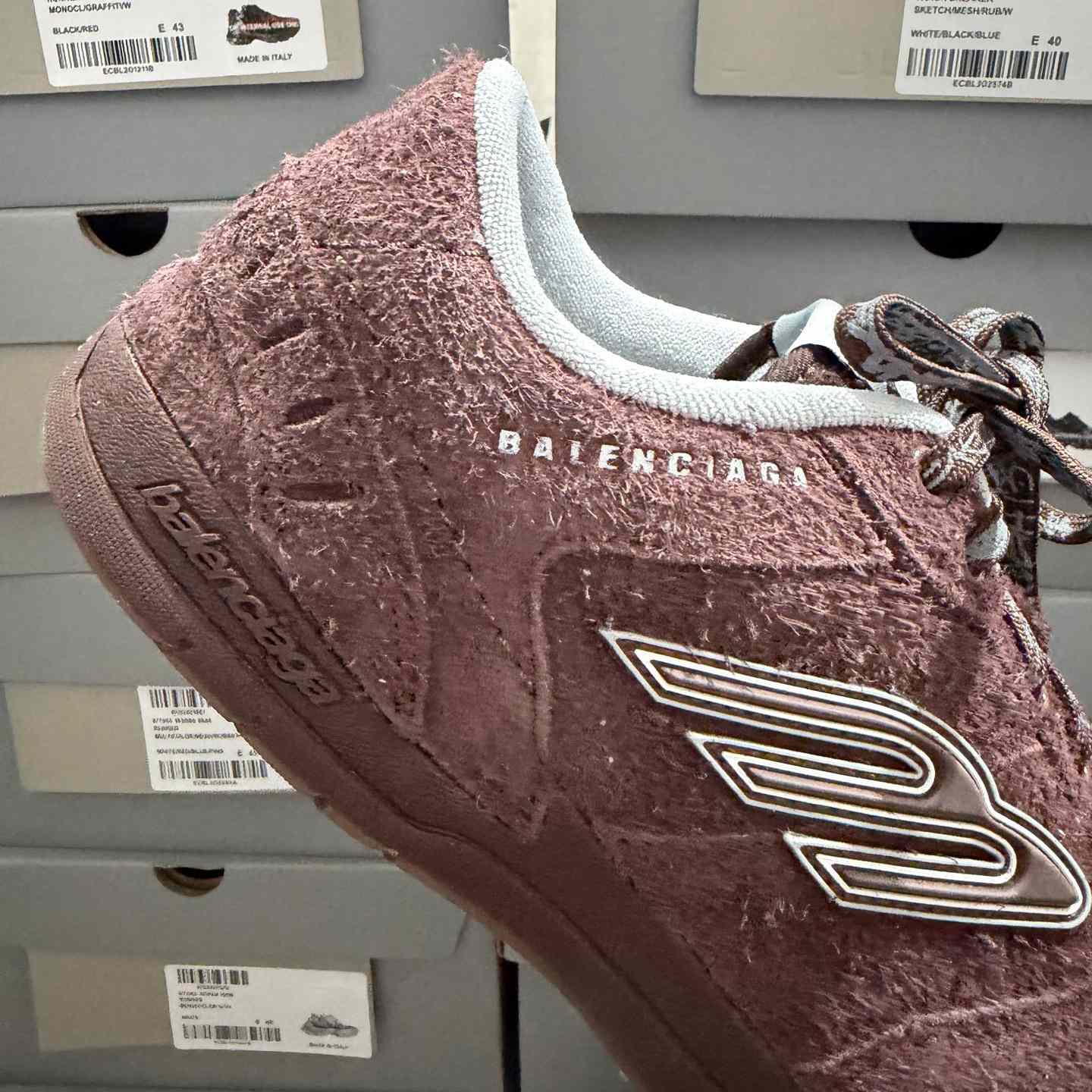 Balenciaga Hamptons Sneaker In Dark Brown And Beige Brushed Suede Cowskin - DesignerGu