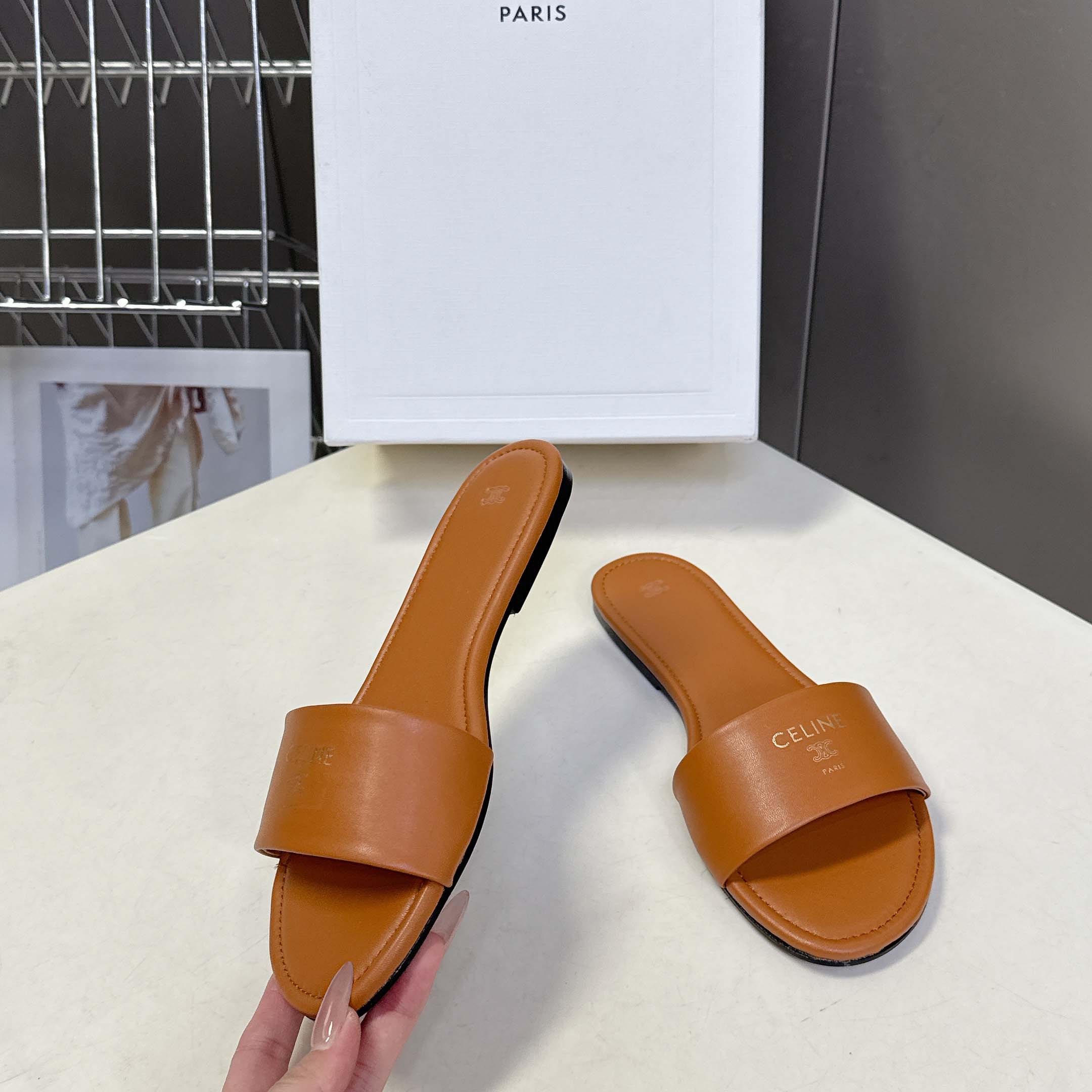 Celine Coast Mule In Lambskin - DesignerGu