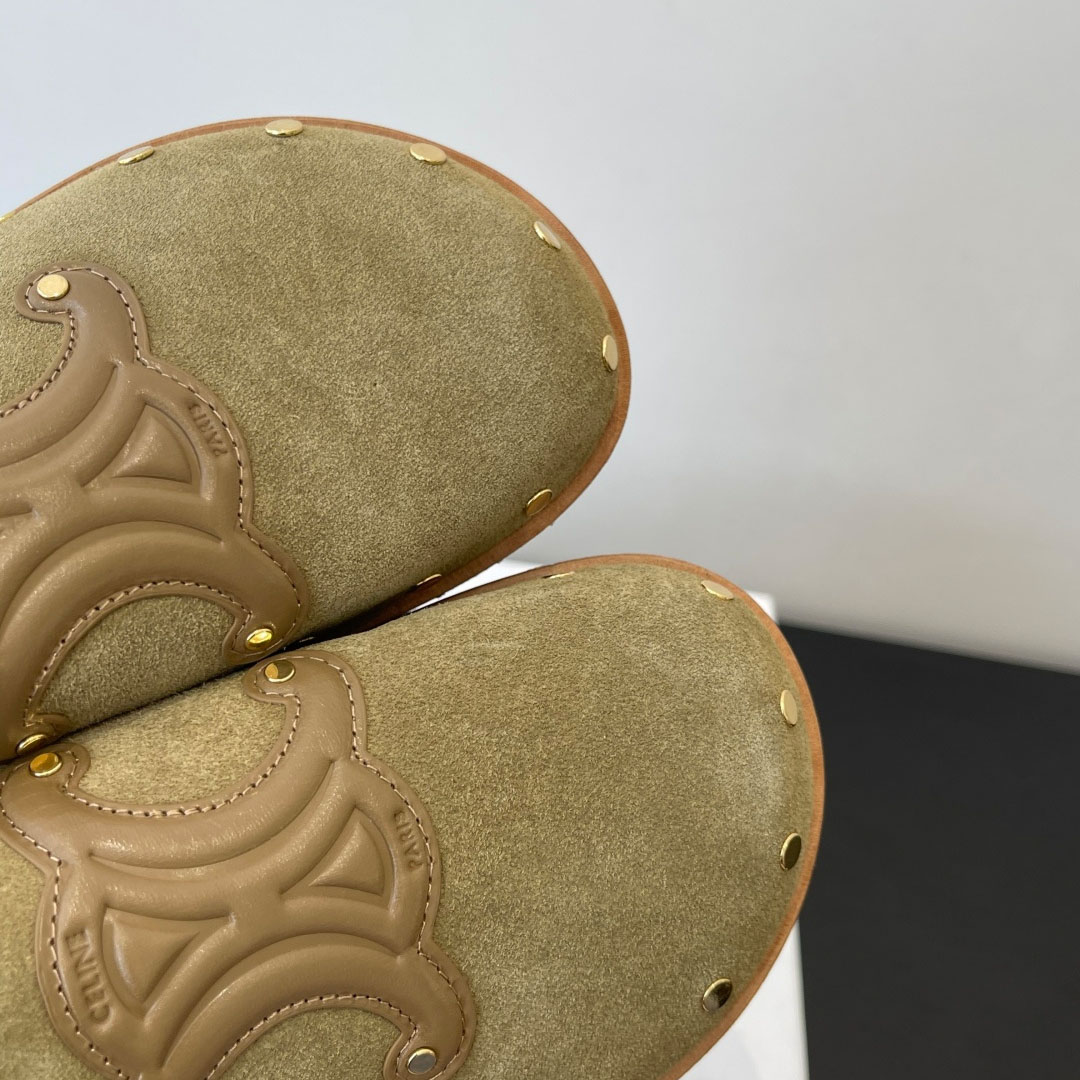 CELINE PITEA CLOG IN Suede Calfskin - DesignerGu