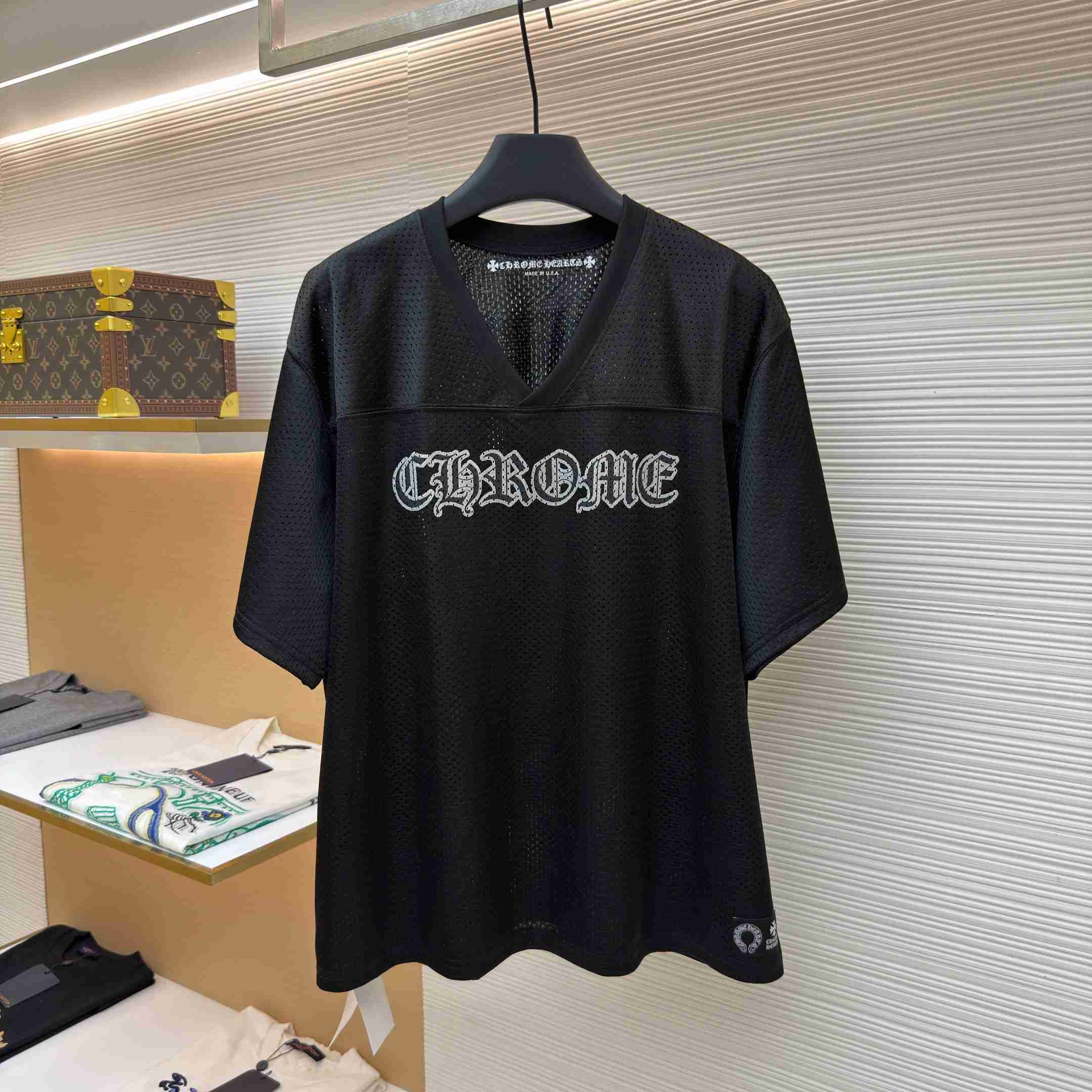 Chrome Hearts Mesh Stadium Football Jersey 'Black' - DesignerGu
