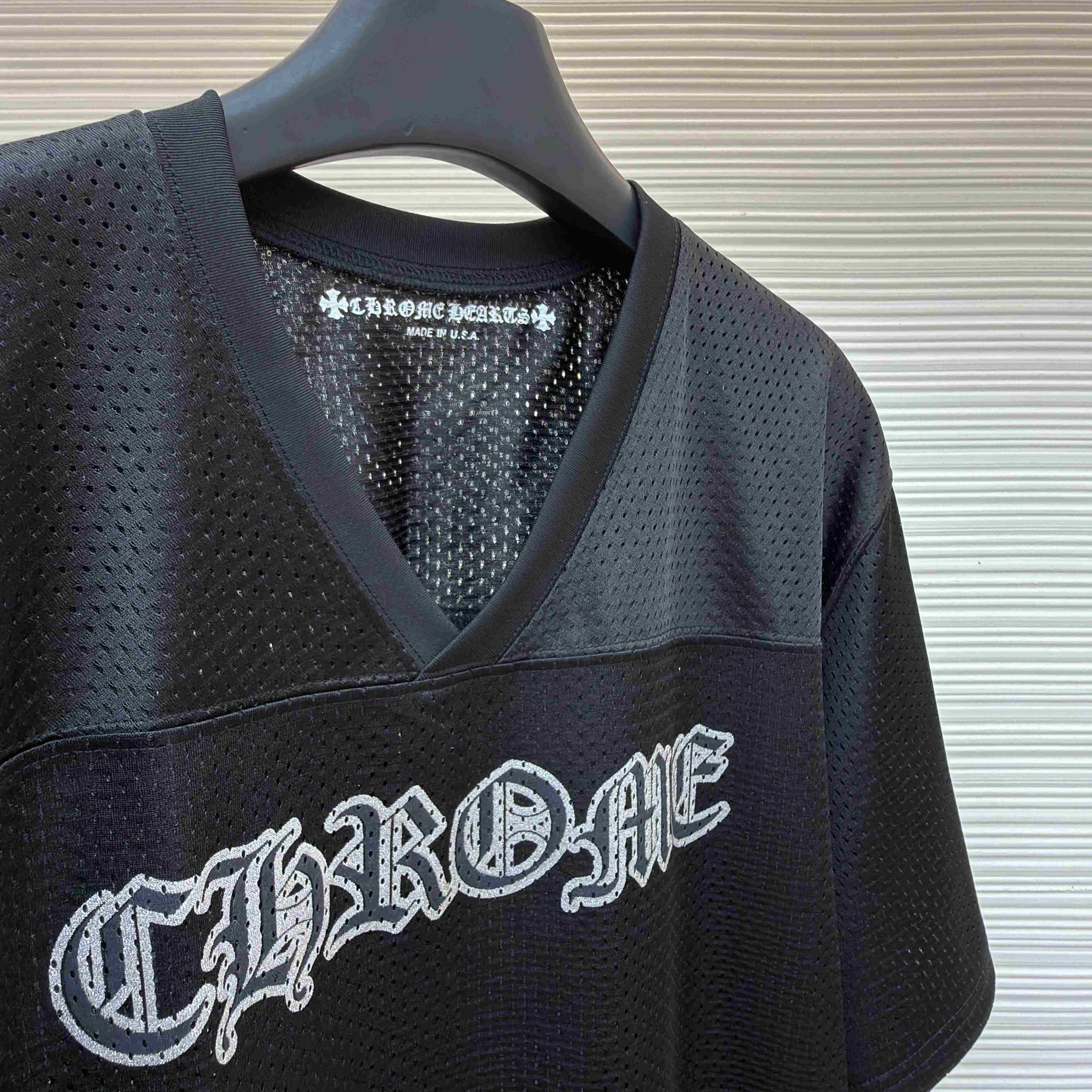Chrome Hearts Mesh Stadium Football Jersey 'Black' - DesignerGu