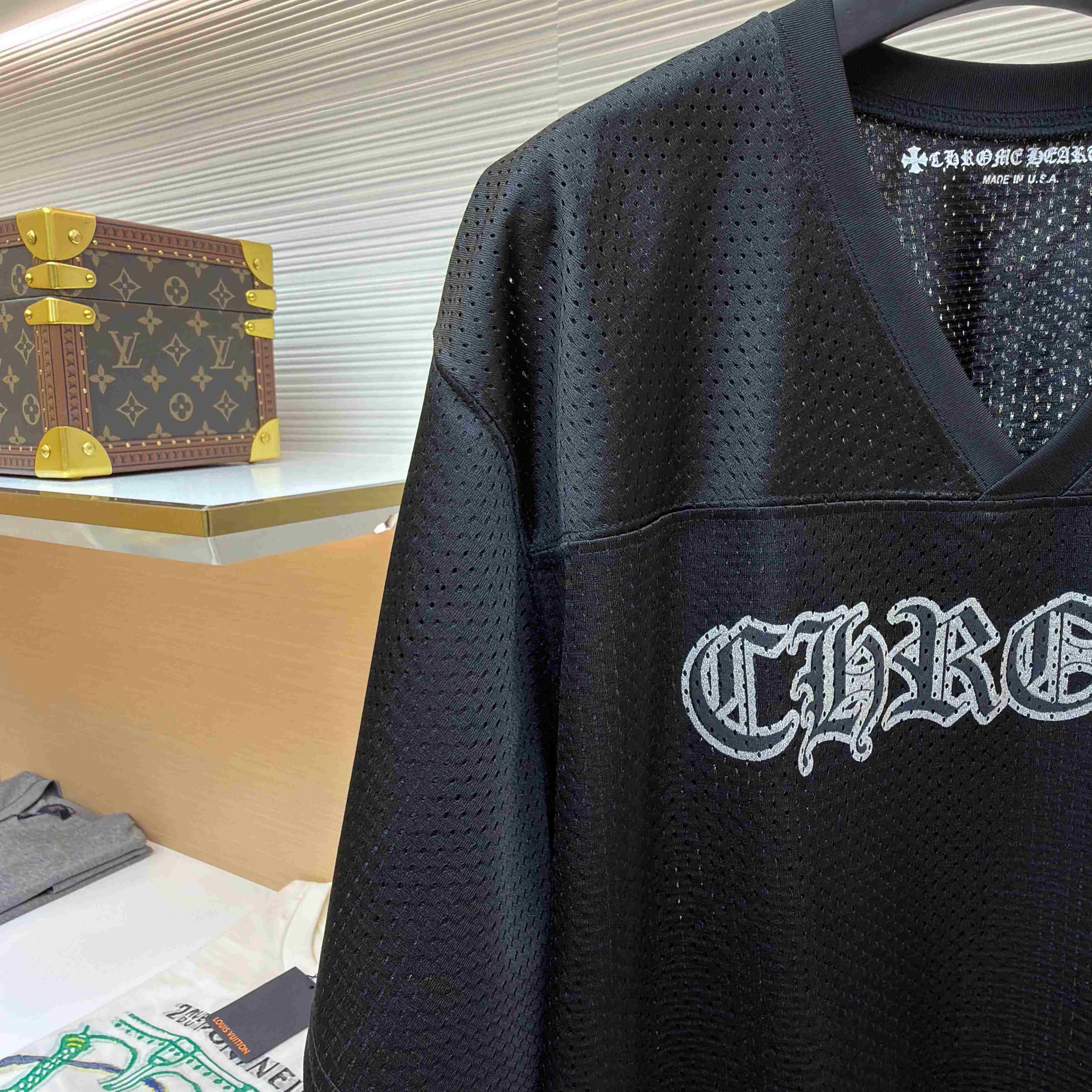 Chrome Hearts Mesh Stadium Football Jersey 'Black' - DesignerGu