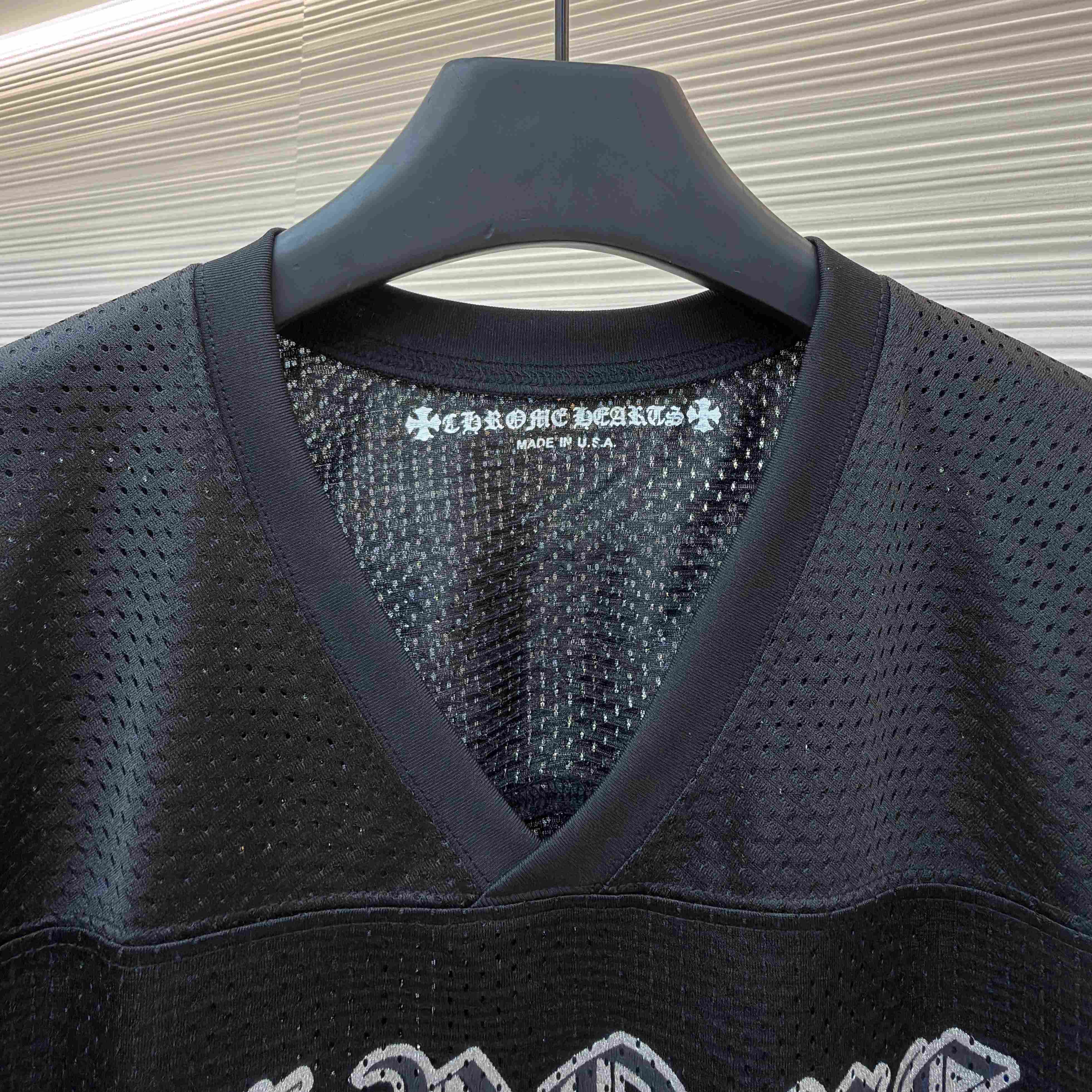 Chrome Hearts Mesh Stadium Football Jersey 'Black' - DesignerGu