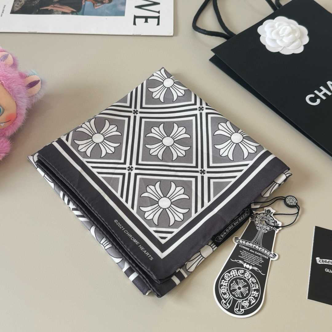 Chrome Heart Square Silk Scarf - DesignerGu