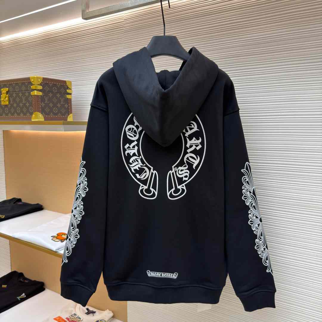 Chrome Hearts Horseshoe-Print Zip-Up Hoodie - DesignerGu