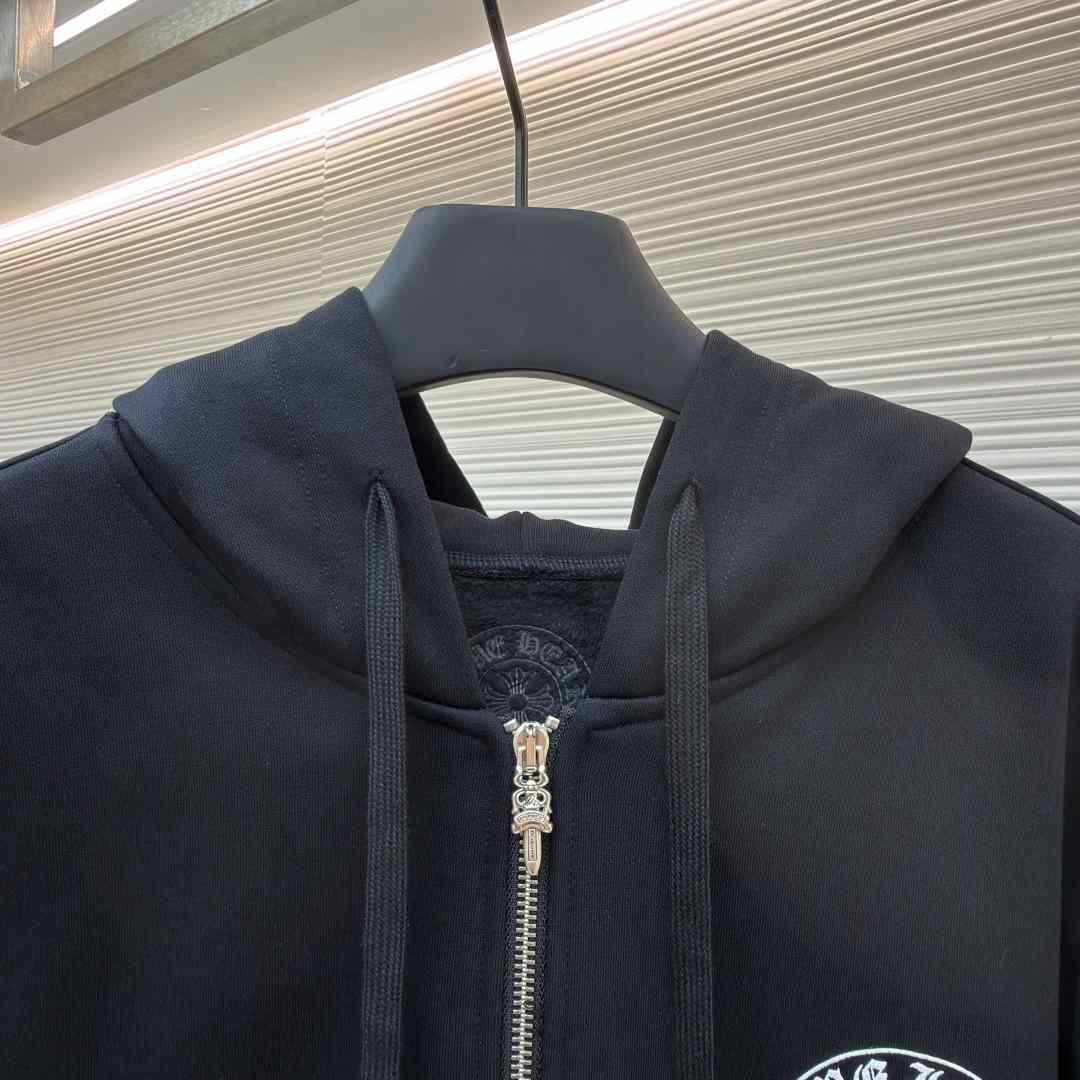 Chrome Hearts Horseshoe-Print Zip-Up Hoodie - DesignerGu