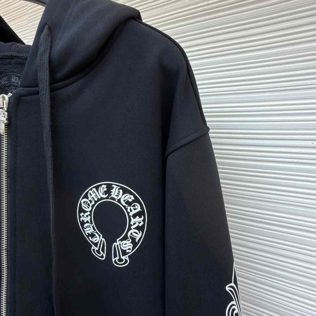 Chrome Hearts Horseshoe-Print Zip-Up Hoodie - DesignerGu