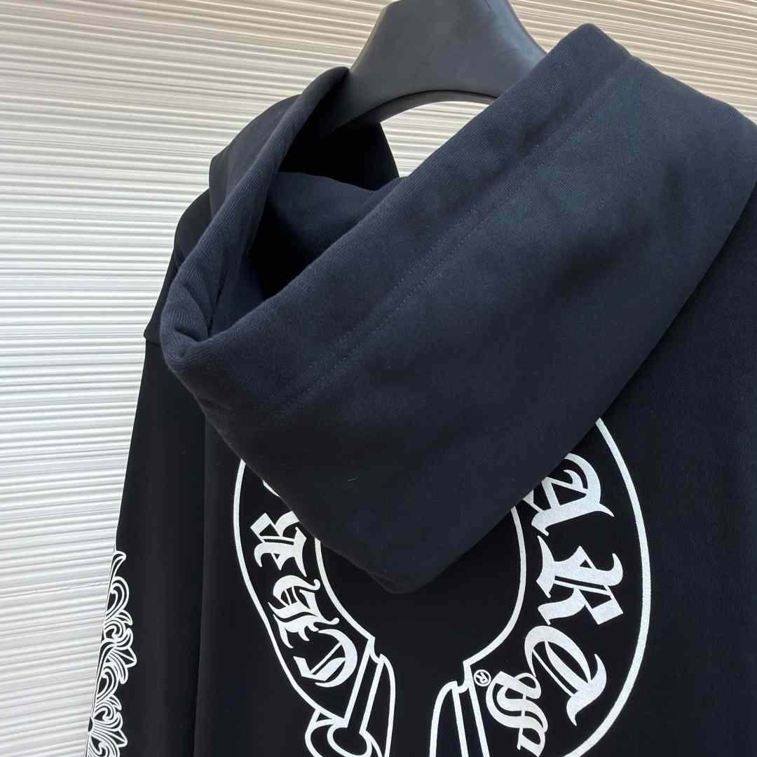 Chrome Hearts Horseshoe-Print Zip-Up Hoodie - DesignerGu